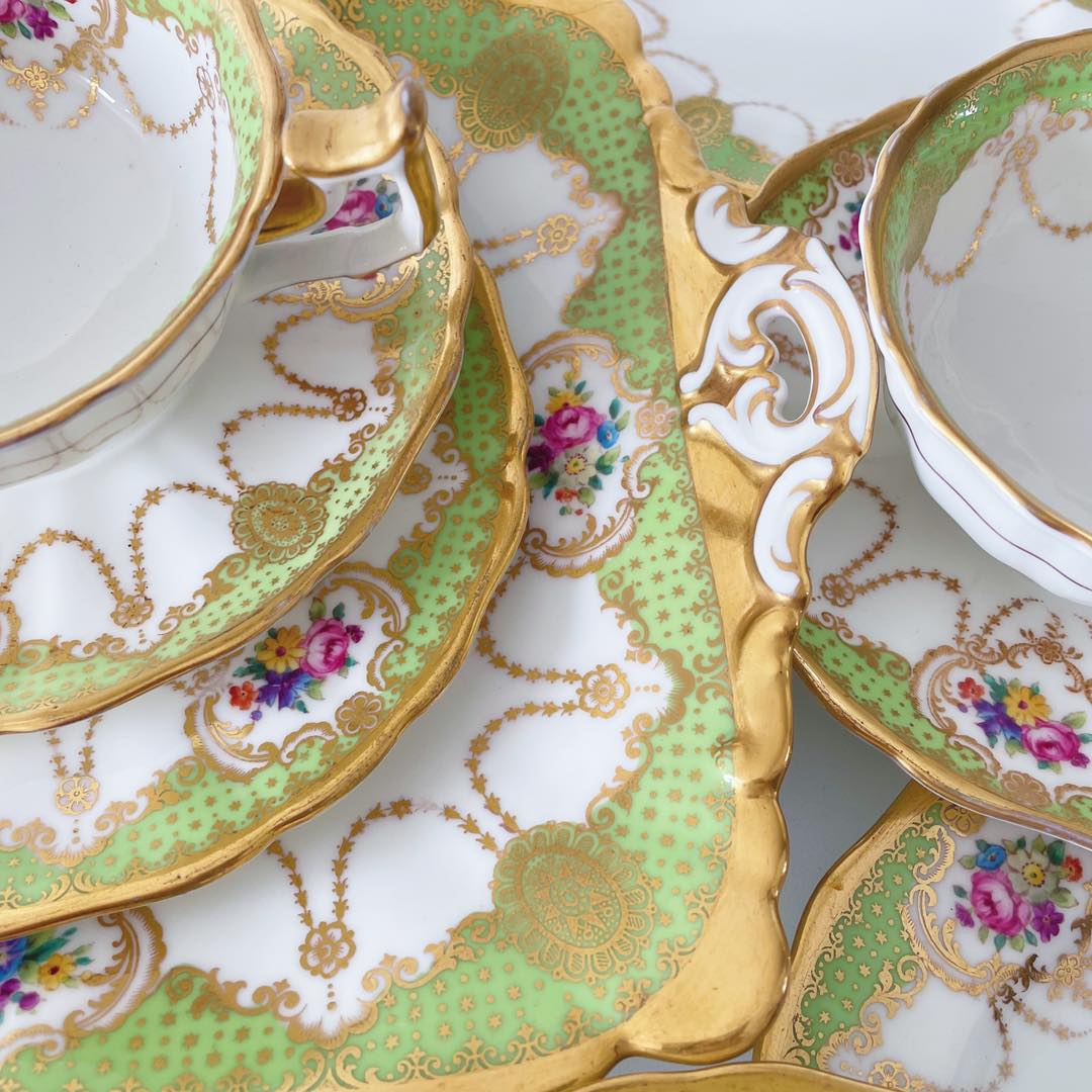 Rare H&R Daniel 'Daisy Wheel' porcelain trio