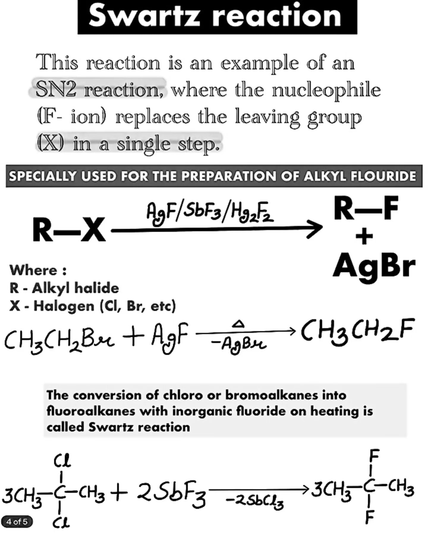 Swarts Reaction Swarts reaction is... - Physics & Chemistry | Facebook