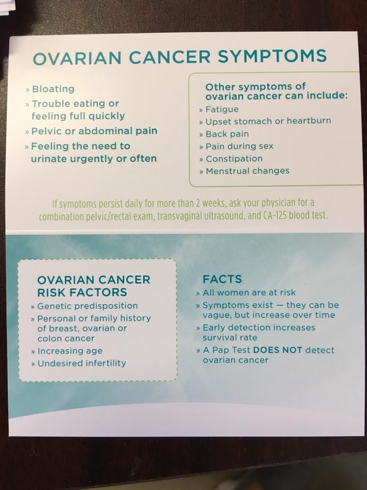 Team Reeve/Ovarian Cancer Awareness - Here are the lists for ovarian ...