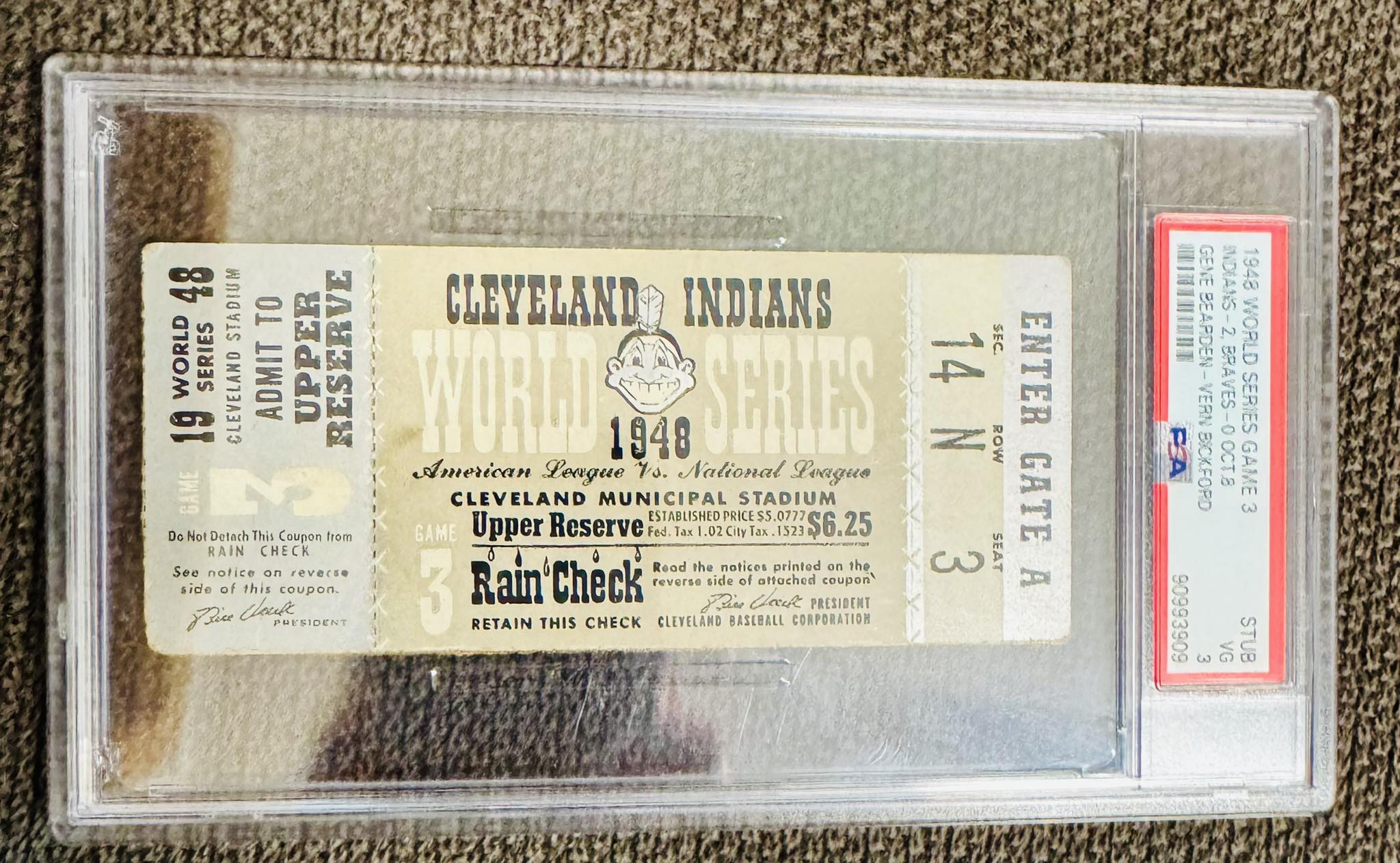 ビンテージチケット Check out this cool vintage 1948 Indians World Series ticket stub