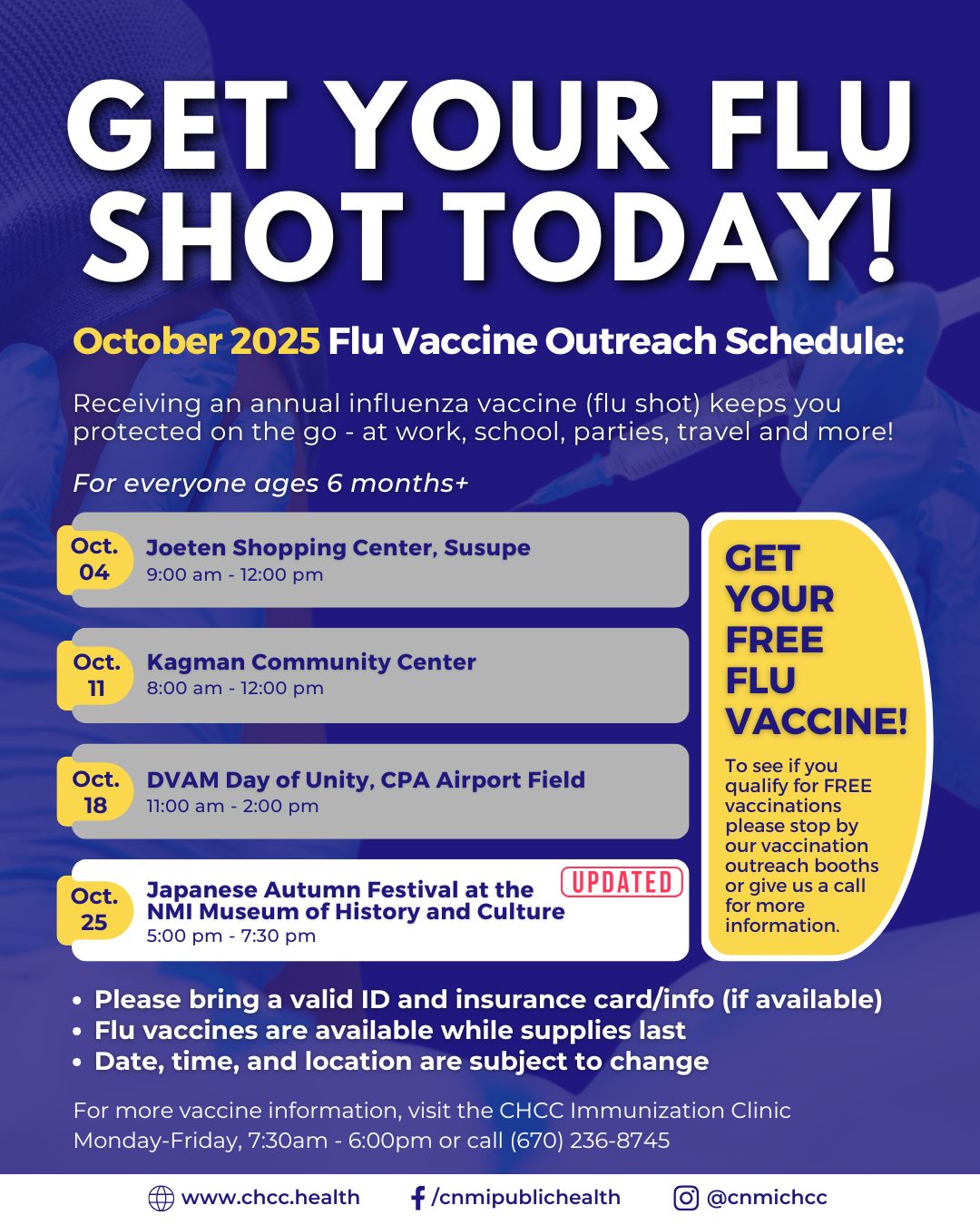 UPDATE: ⚠️ The October 25th... - CHCC Public Health Services | Facebook