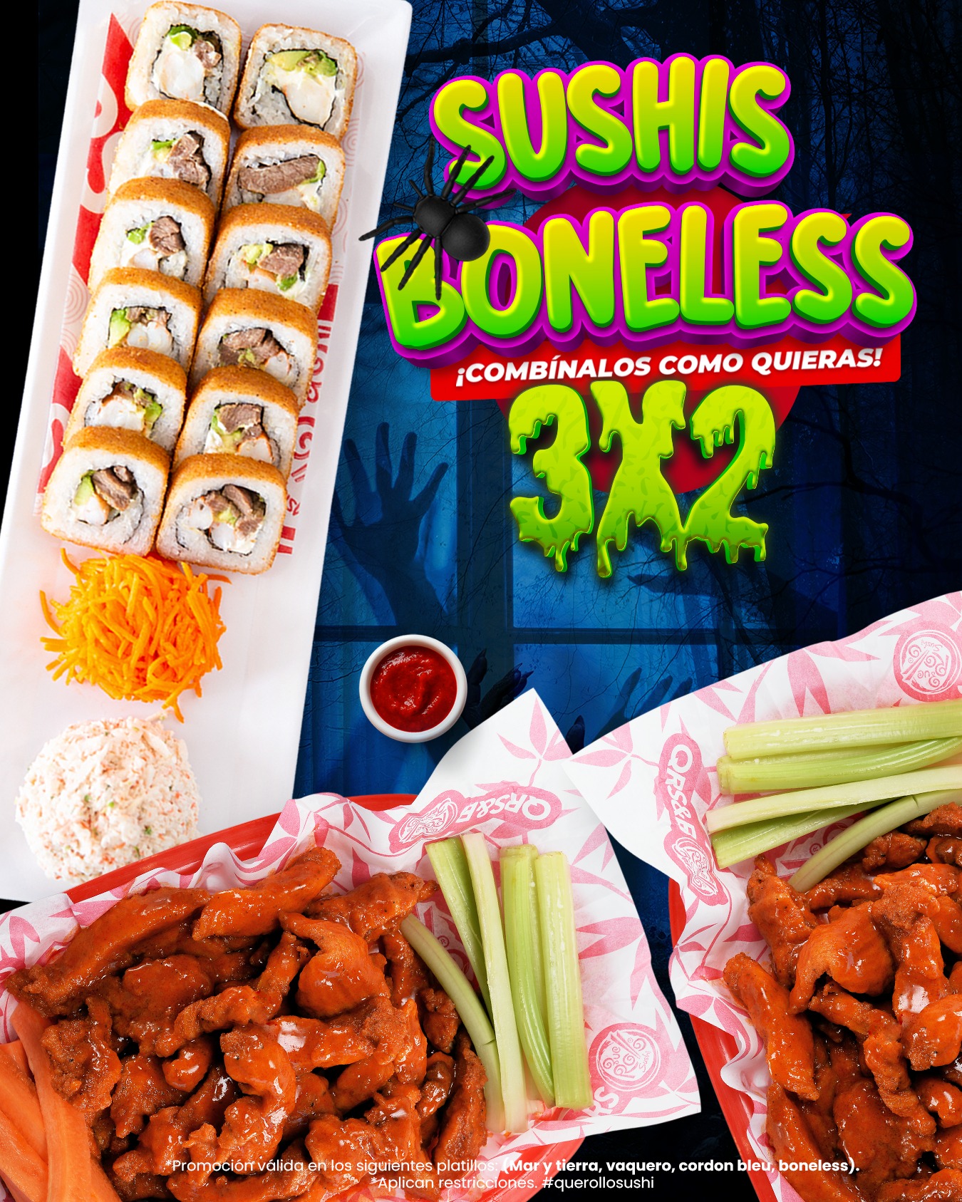 Que Rollo Sushi - 🔥 ROLLOS al 3 x 2 de #DOMINGO a #JUEVES🔥😊👌 🚨 ¡ P r o ...