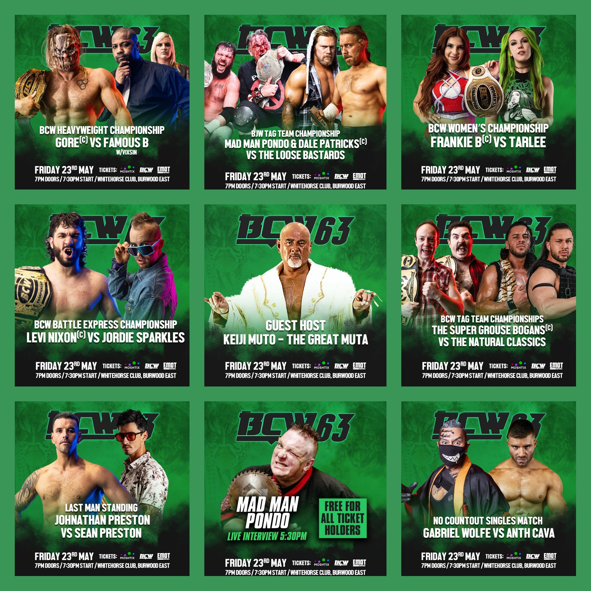 Battle - ***UPDATED BCW 63 MATCH CARD*** Special Guest Host: Keiji Muto ...