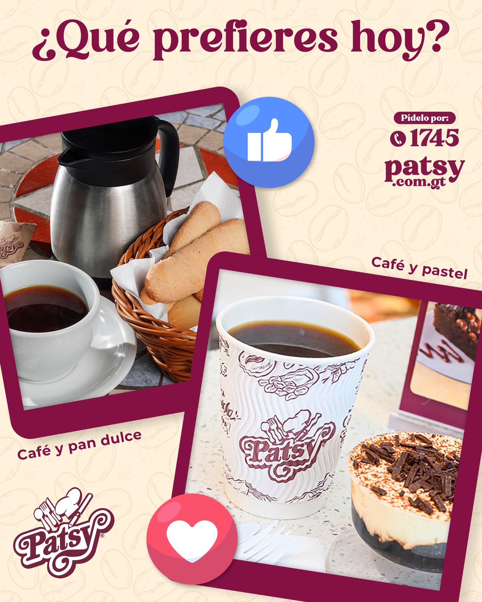 Patsy - ¿Qué prefieres hoy? ☕🍰 Dale 👍 si eres Team café y pan dulce o ️ ...