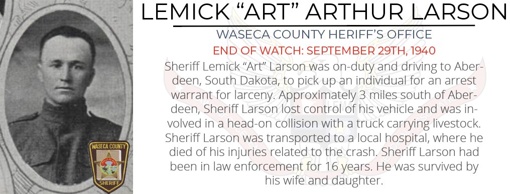 Minnesota - #OnThisDay, 85 years ago, Sheriff Lemick “Art” Arthur ...