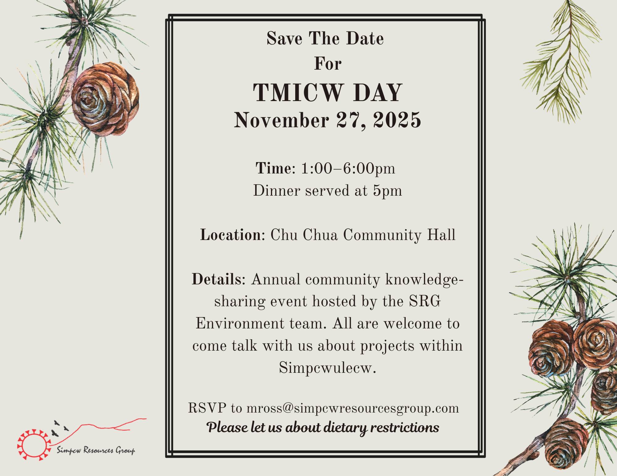 📣 Reminder: TMICW DAY is happening... - Simpcw First Nation | Facebook