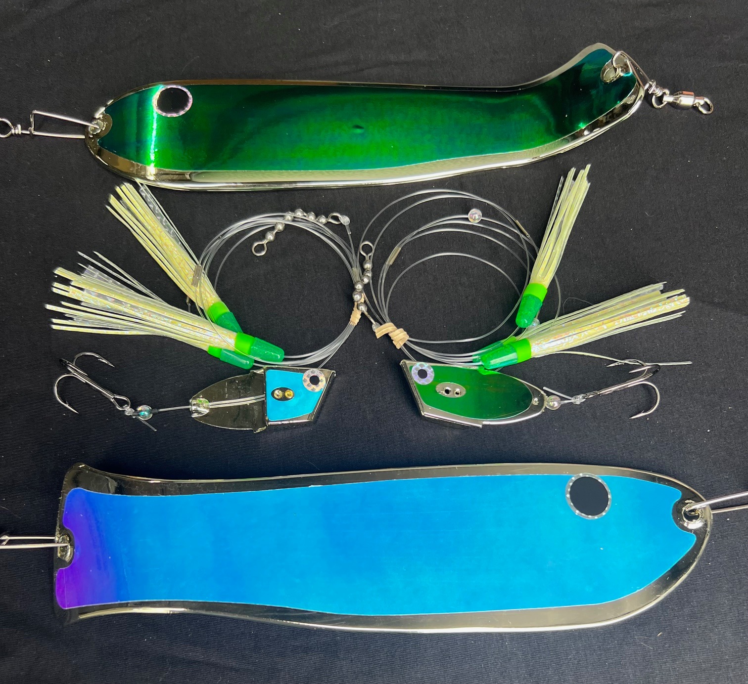 big weenie fishing lures Meat Rig Black UV Crush Superior hand tied quality that will impress even the fish Mahi Dino-Mite | Dolphin &