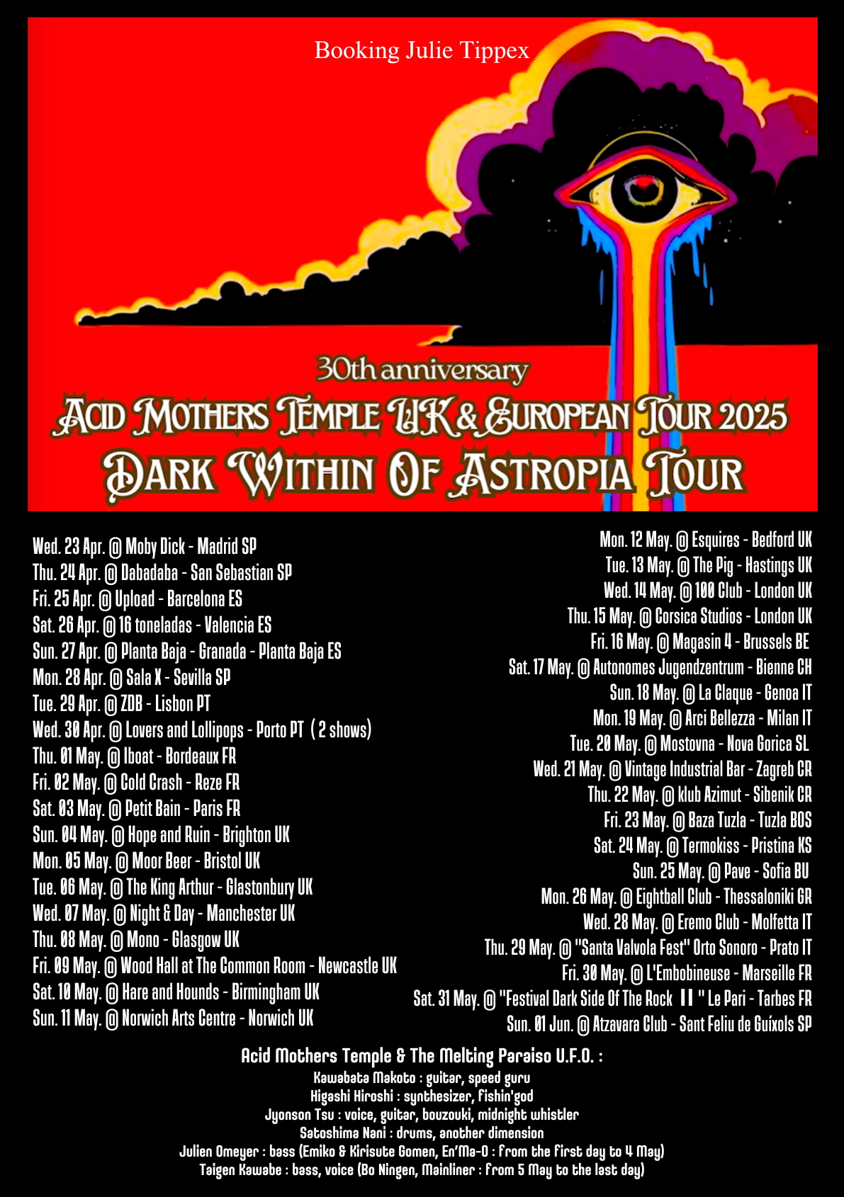Acid - Latest information! 2 shows have been added. Early show Wed. 30 ...