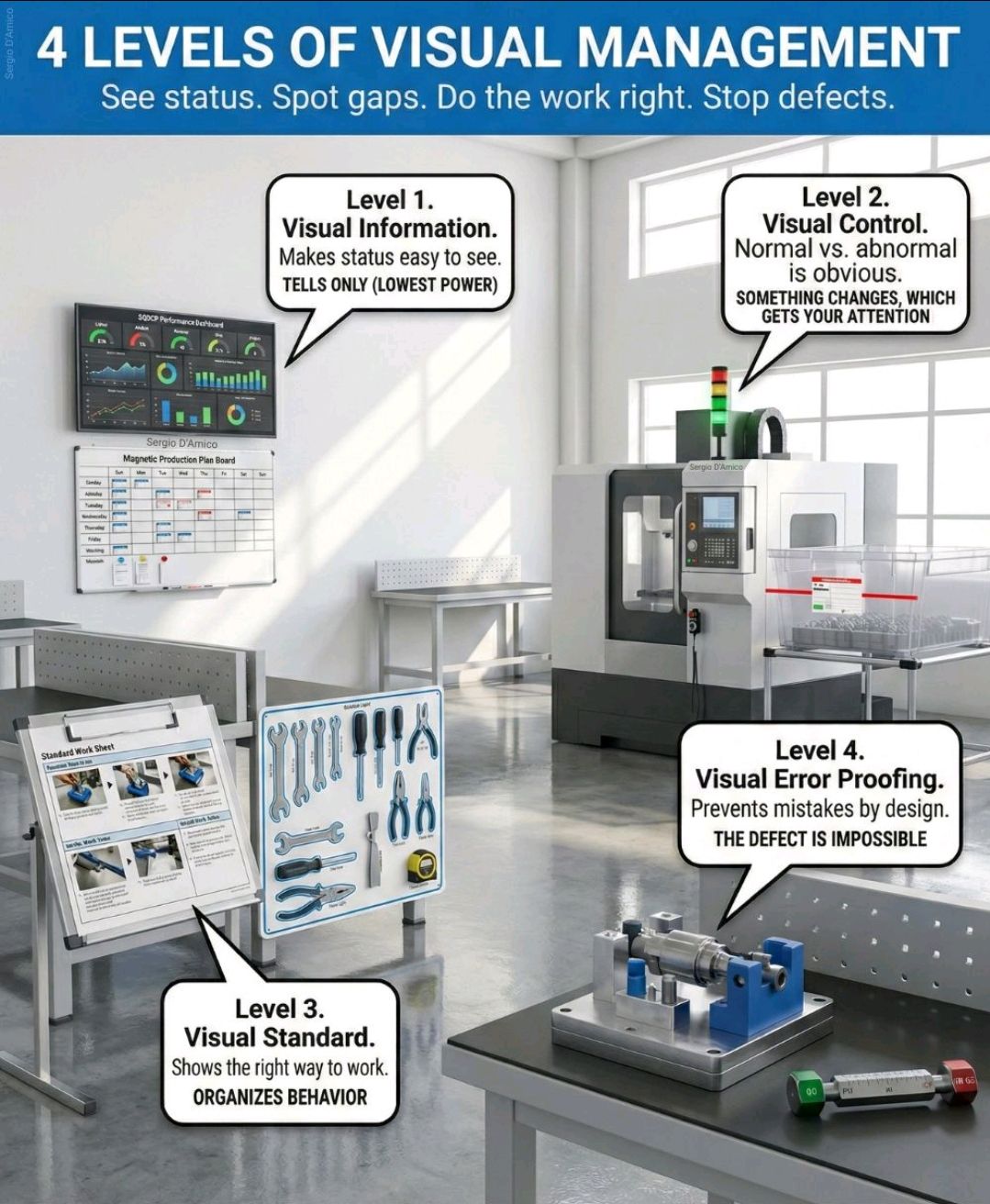 Quality - 4 levels of Visual Management #quality #LeanManufacturing #QC ...