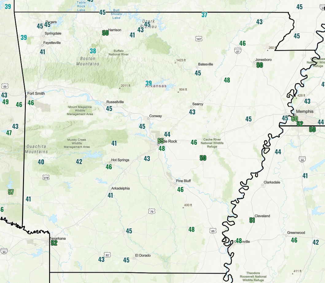 US - 5 AM TEMPERATURES—A chilly morning across Arkansas. Currently ...