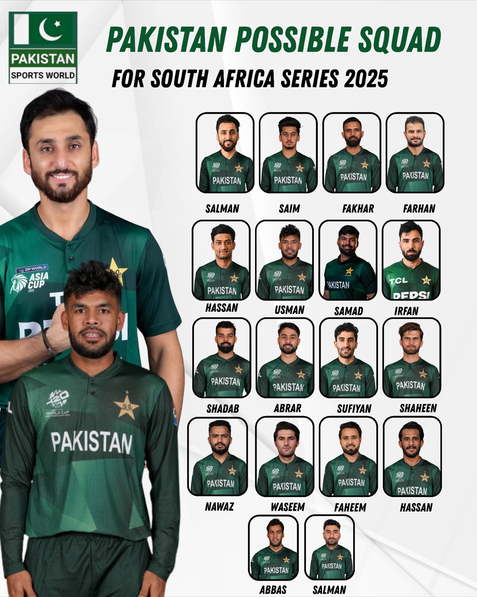 Pakistan - ساؤتھ افریقہ کے خلاف ٹی ٹونٹی کے لیے نئے کھلاڑیوں کو مزید ...