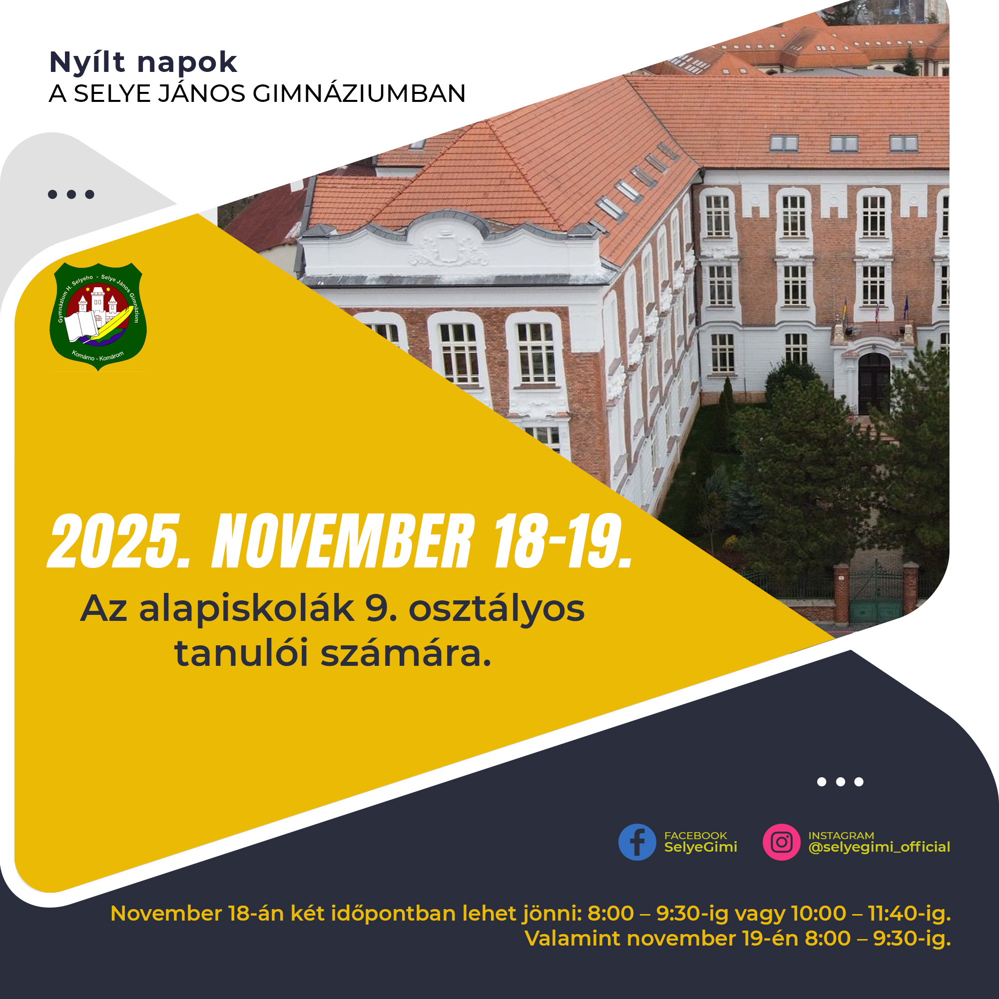 Selye - November 18-án és 19-én nyílt napokat tartunk! Várunk minden ...