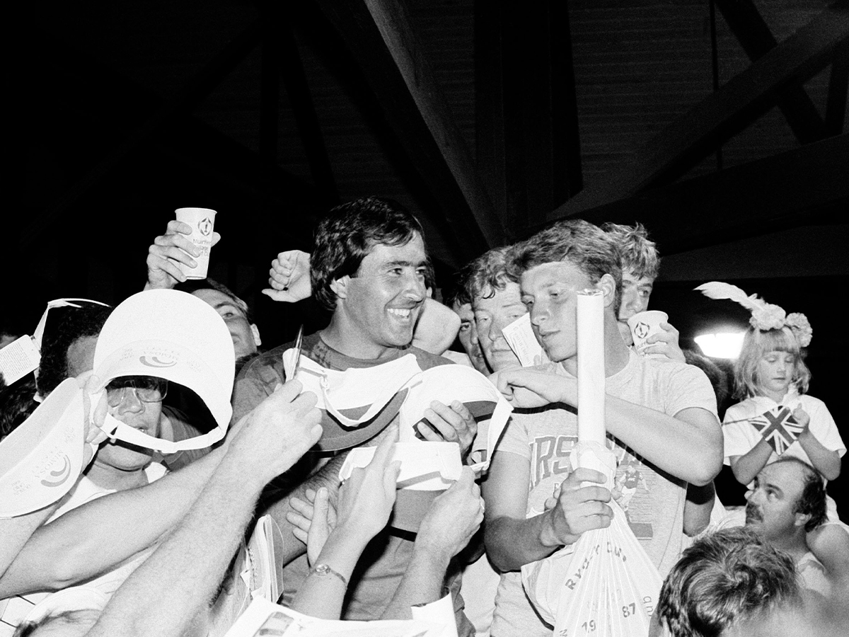 Seve soaks in Europe's 1987 Ryder Cup win at Muirfield Village.