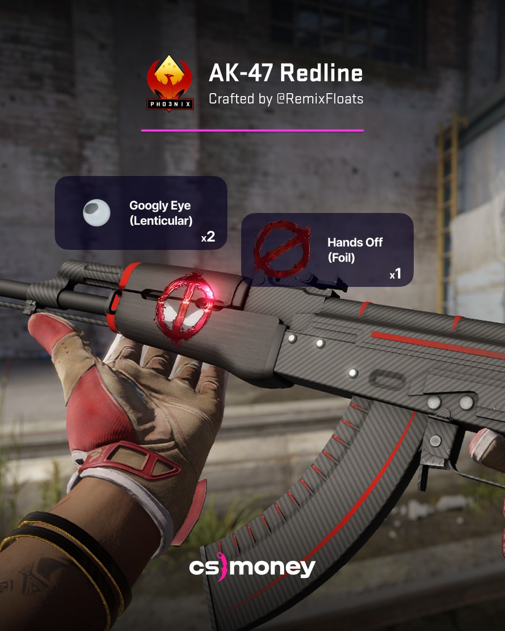 Cs.money - Skin: AK-47 | Redline Stickers: 2x Googly Eye (Lenticular ...