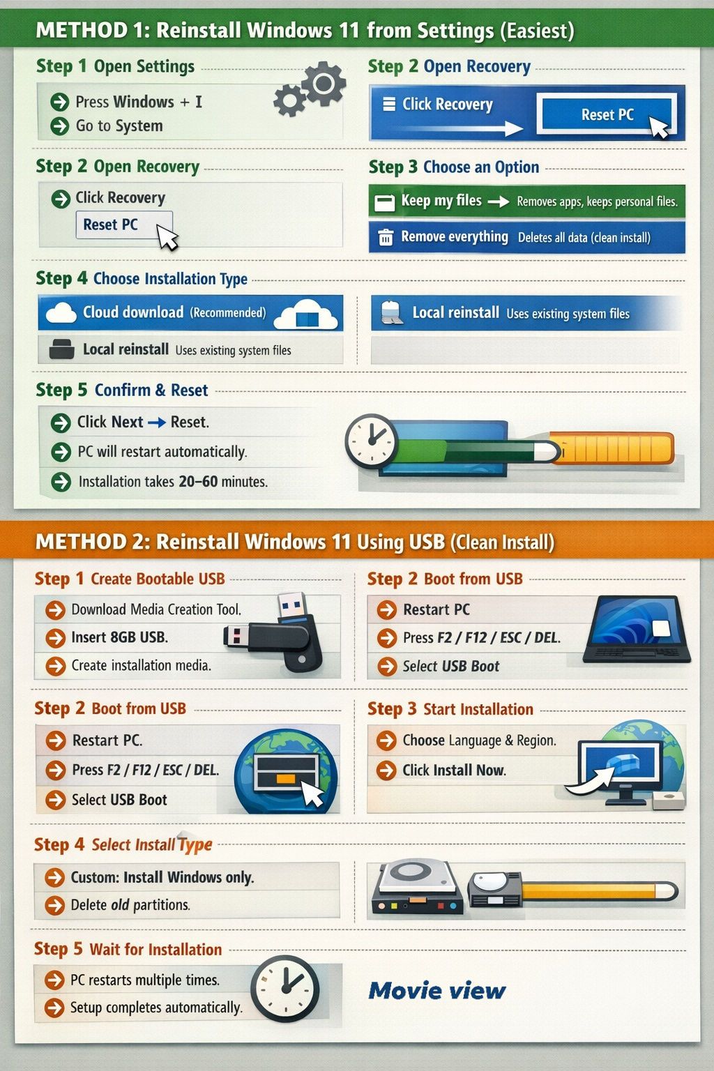 Movie - 🖥️ Reinstall Windows 11 – Easy Settings Method vs Clean USB ...