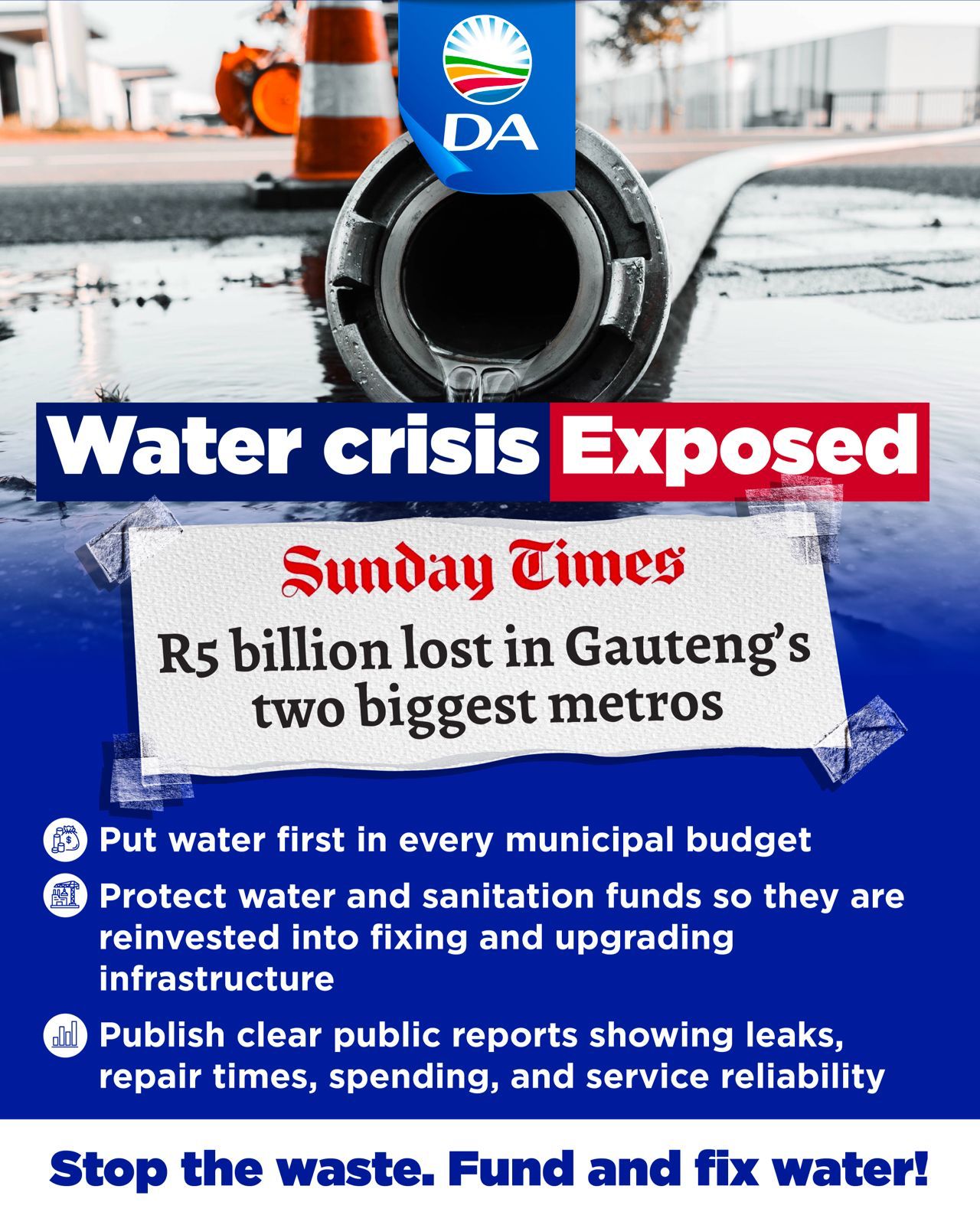🚨 Water-stressed municipalities must... - Democratic Alliance | Facebook