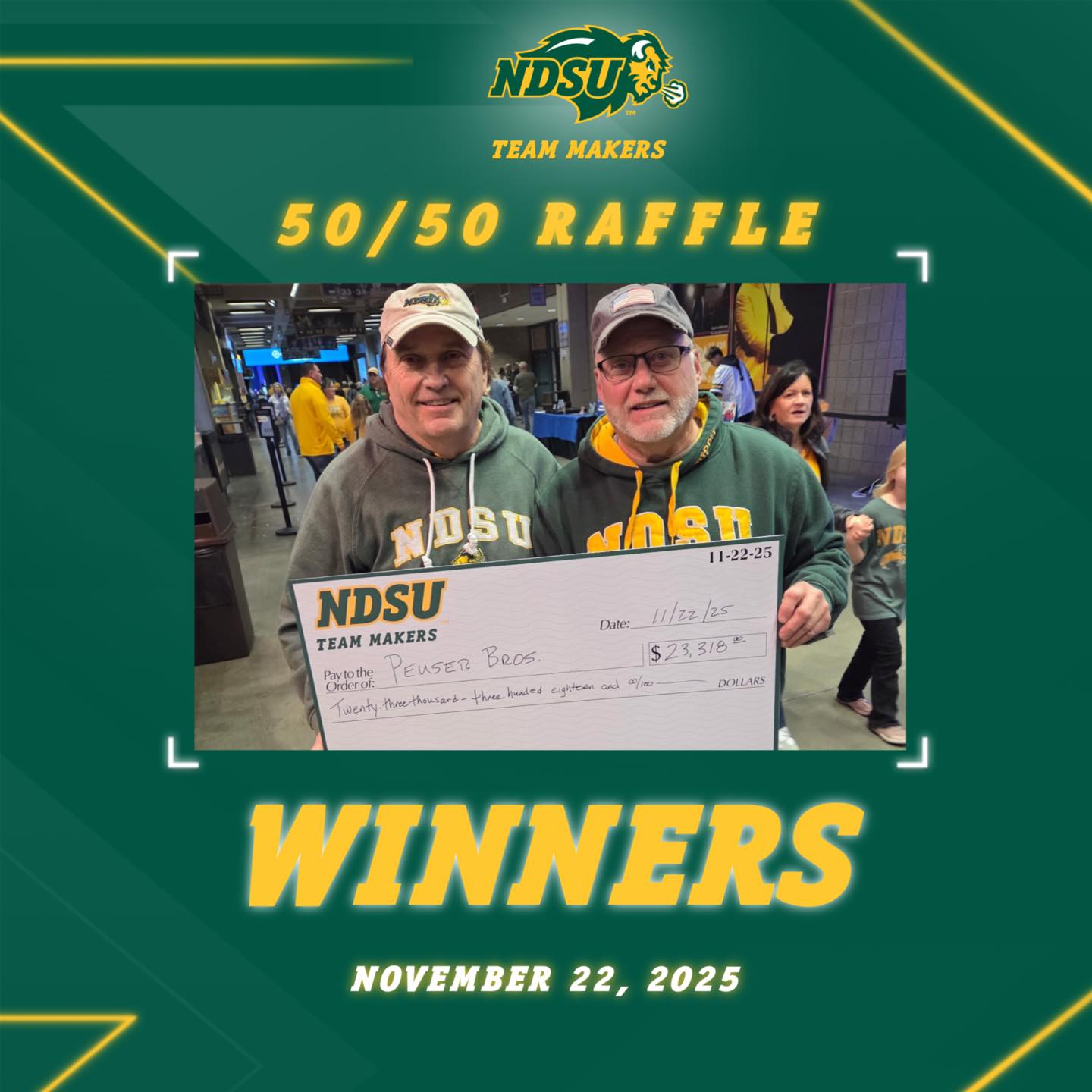 NDSU - Congrats to today's 50/50 raffle winners! 💰🎉 Thank you to ...