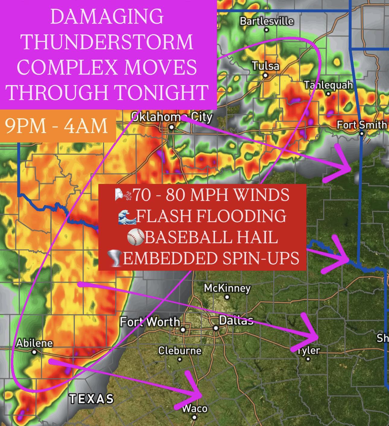 Meteorologist - A loud, rough night ahead! A complex of storms evolves ...