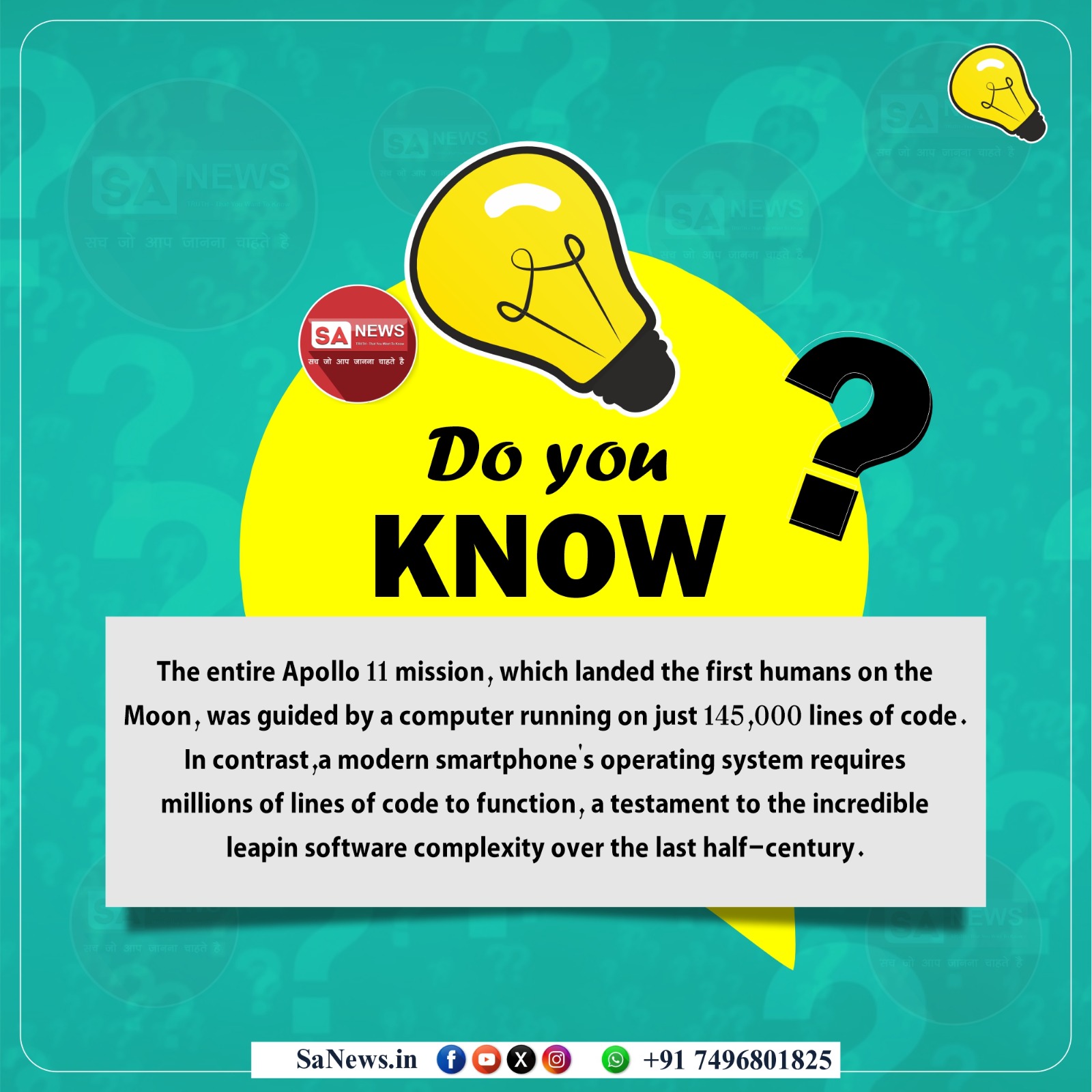 SA - Do You Know? The entire Apollo 11 mission, which landed the first ...