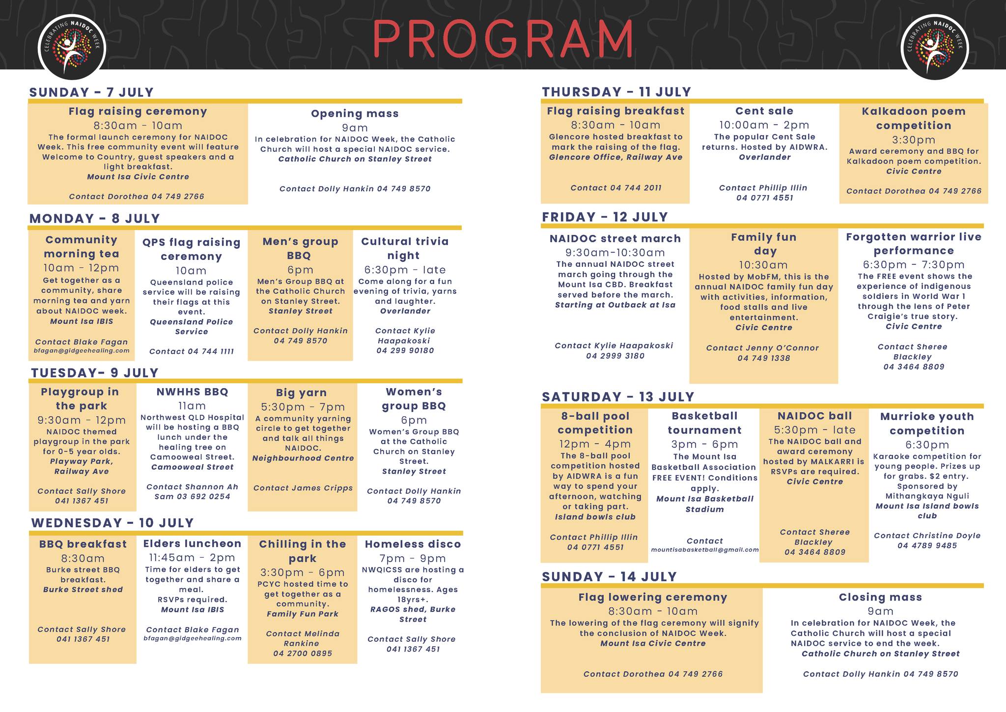 The program of events and... - Mount Isa City Council | Facebook