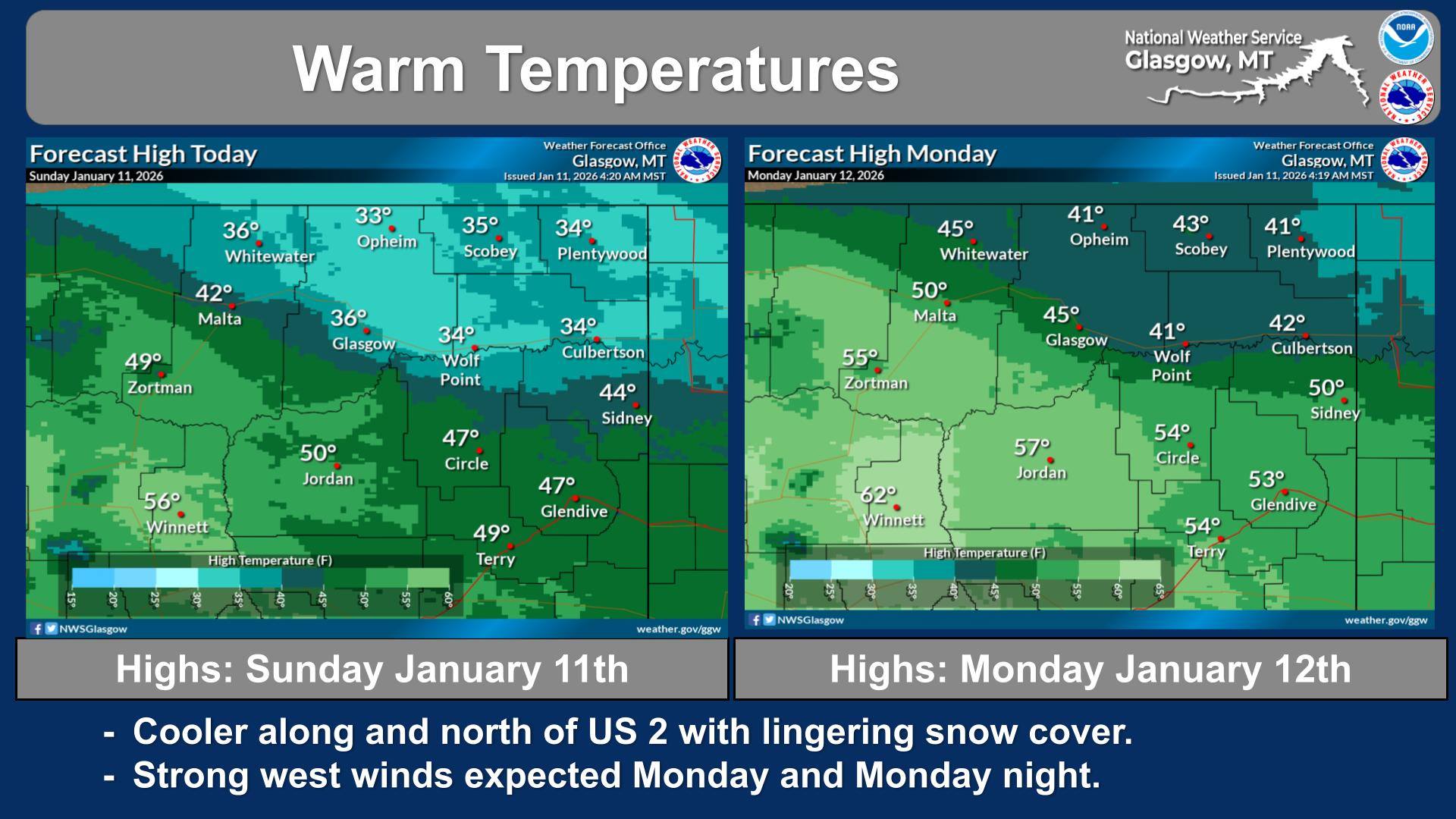 US - Warmer temperatures are expected today and Monday across northeast ...