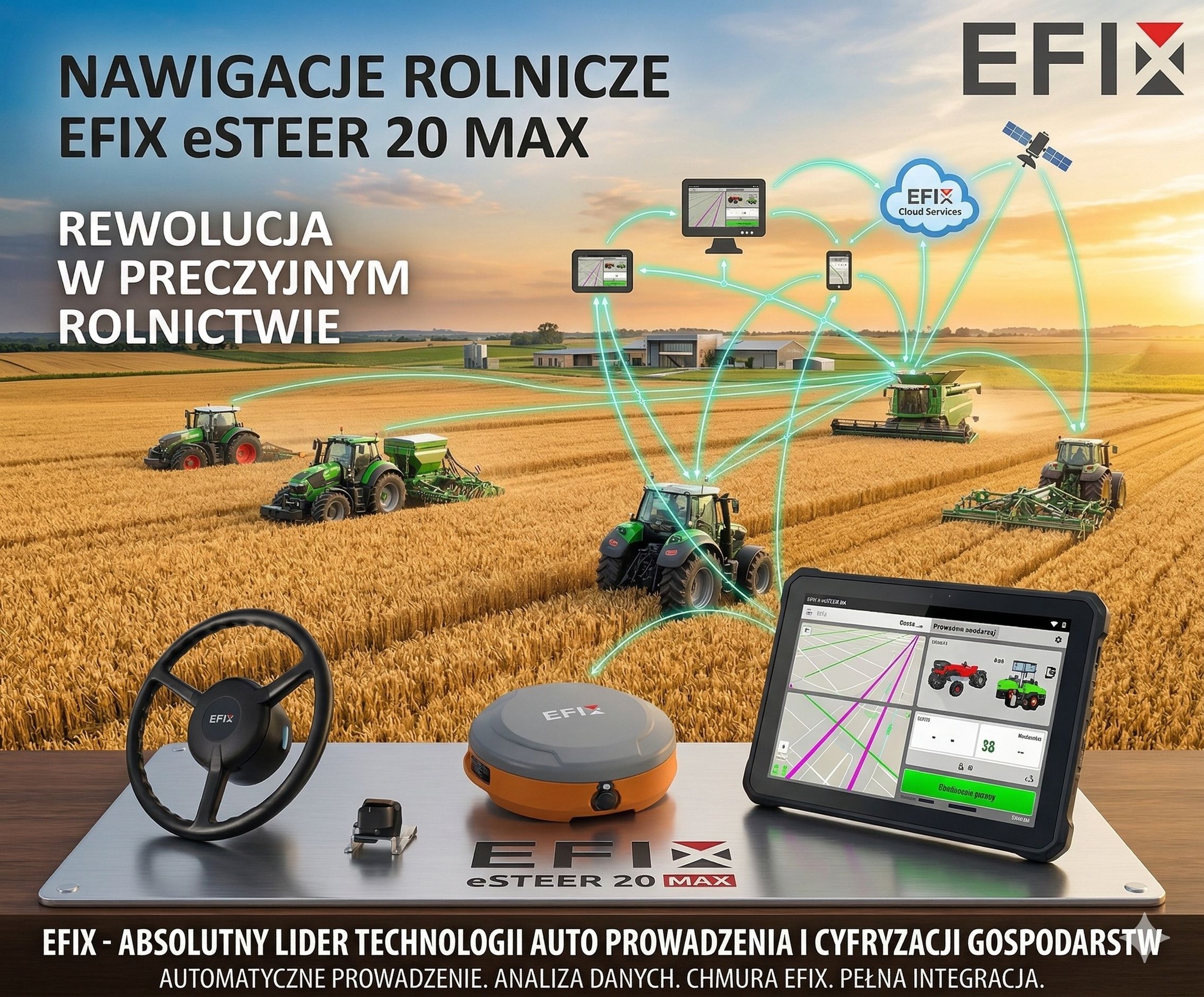 Efix systemy prowadzenia autosteer gps gnss rtk do ciągników rolniczych ...