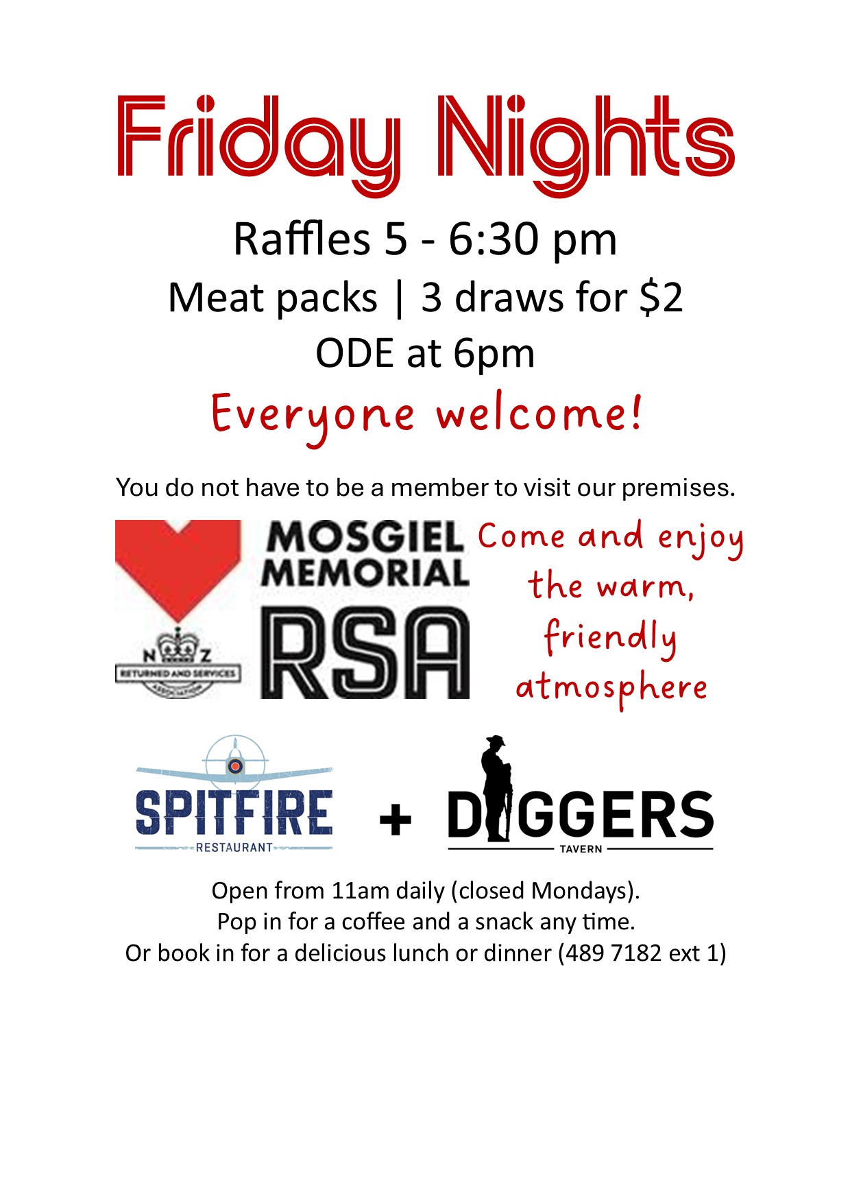 RSA - Friday Raffles Night TONIGHT and every Friday night... Get a FREE ...