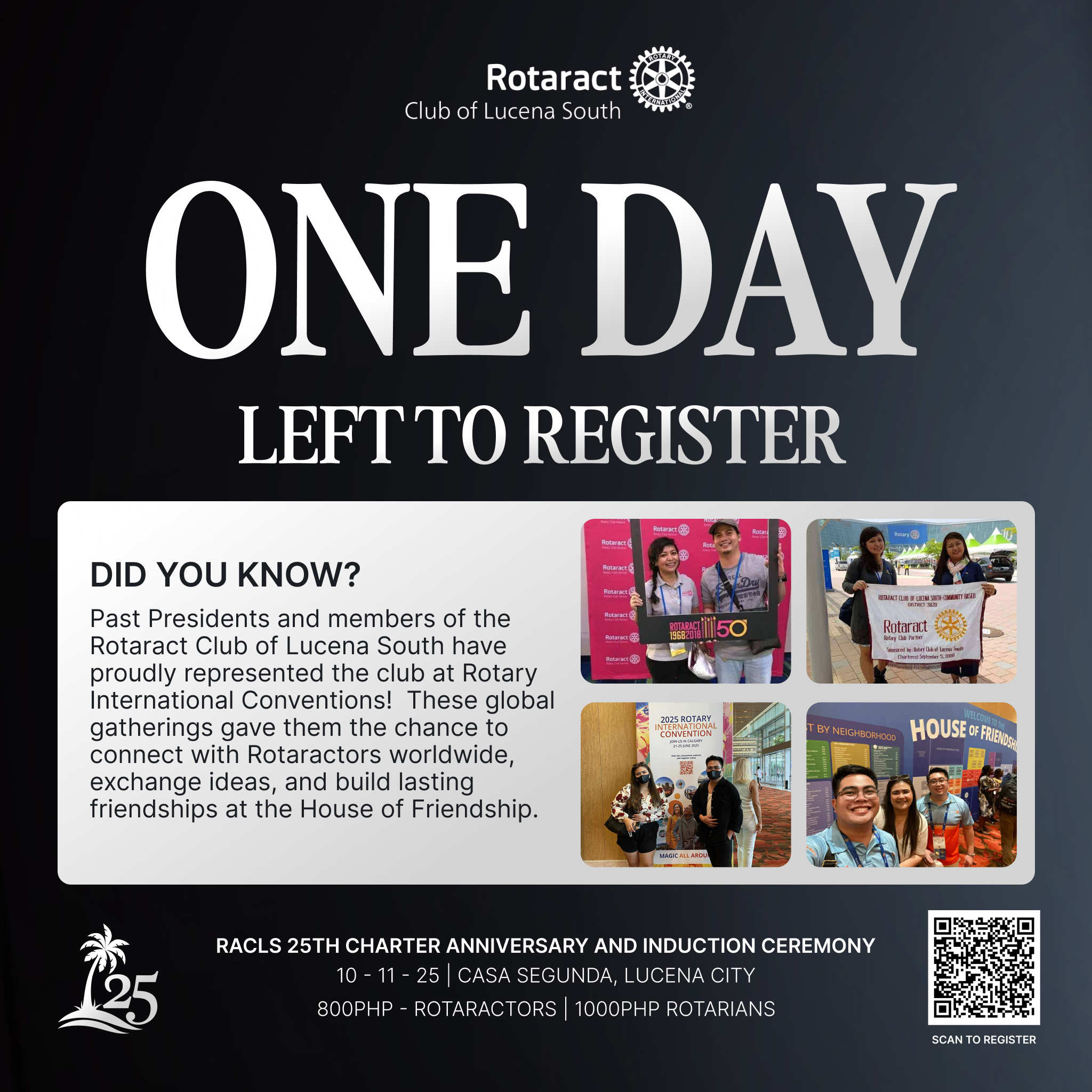 Rotaract - ⏳ ONE DAY LEFT TO REGISTER! ⏳ Did you know? 🌍 Past ...