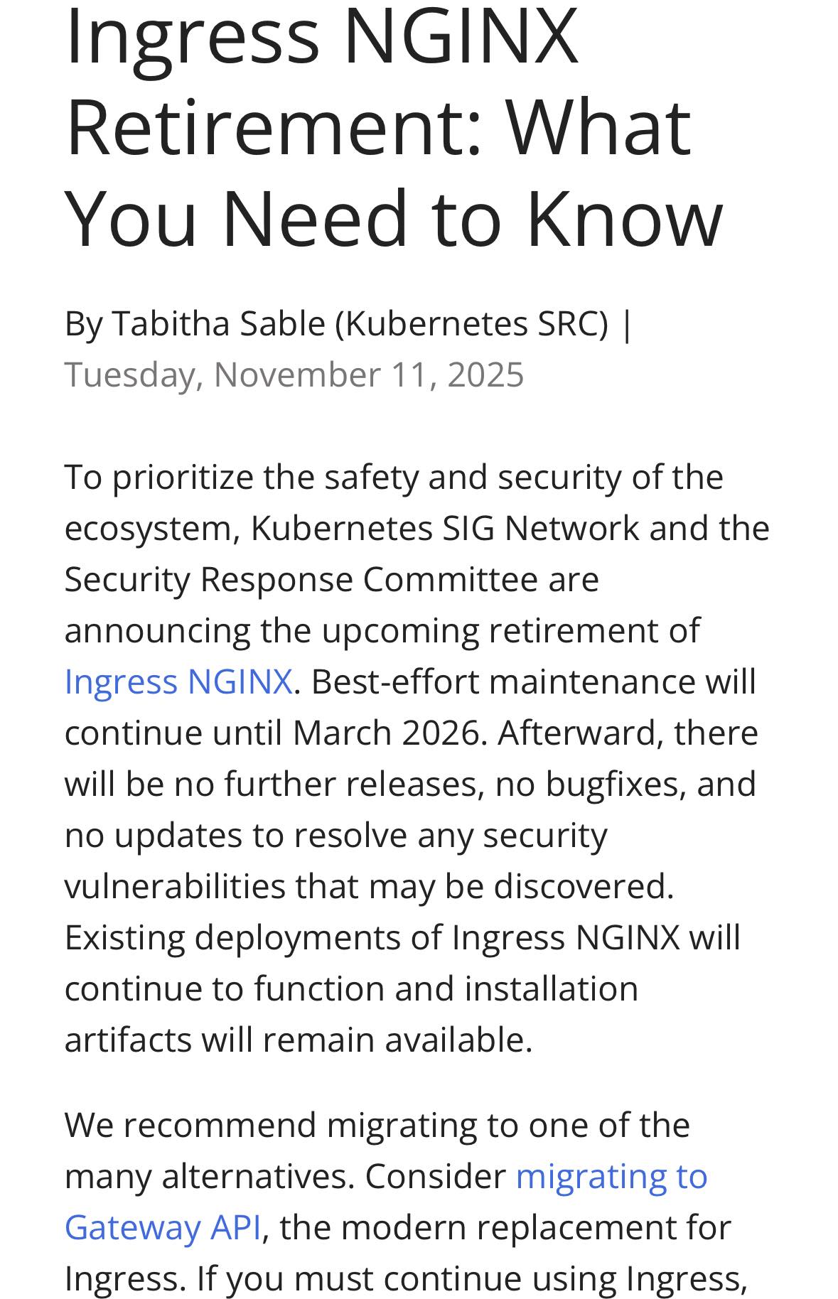 nixCraft - the official ingress-nginx is retiring which is a very ...