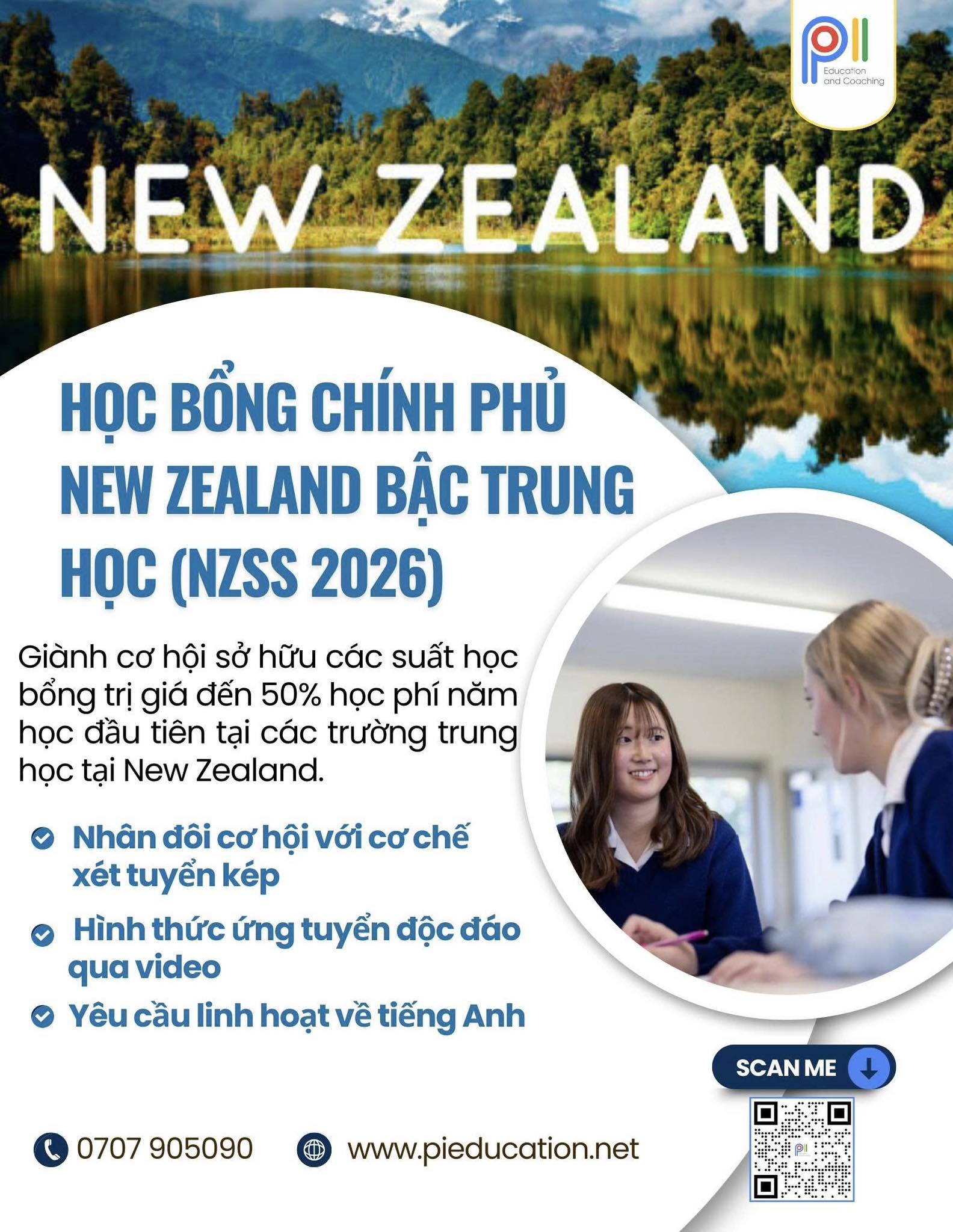 Pi - HỌC BỔNG CHÍNH PHỦ NEW ZEALAND BẬC TRUNG HỌC – NZSS 2026 👉Đây là ...