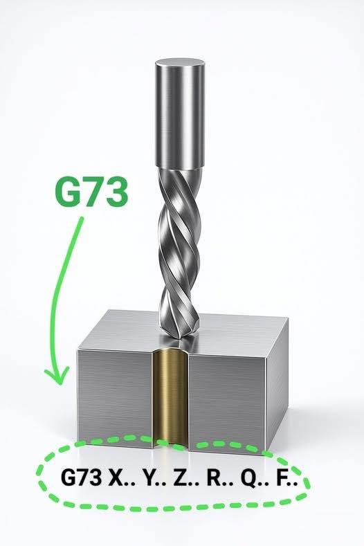 Tuyệt - G-code - G73 X.. Y.. Z.. R.. Q.. F..E.. X, Y: Tọa độ vị trí tâm ...
