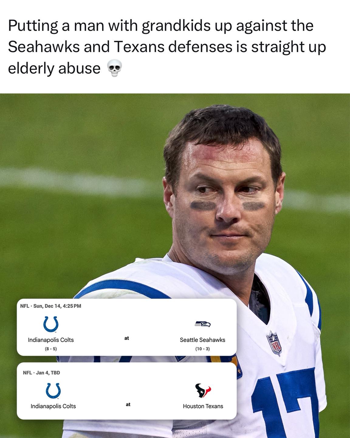 NFL Memes - Rivers is older than 30% if the head coaches... | Facebook