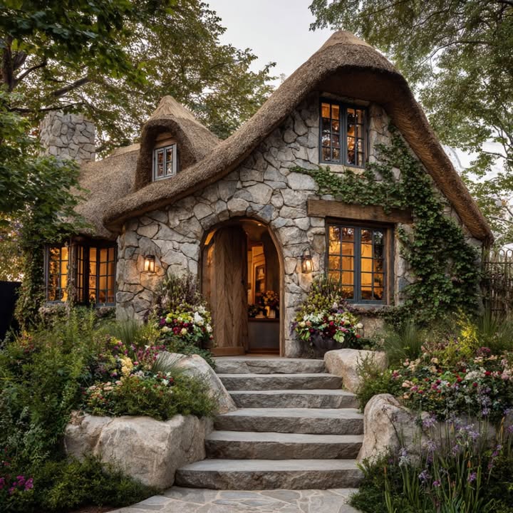 Cottage - Step inside this storybook stone cottage with arched doorway ...
