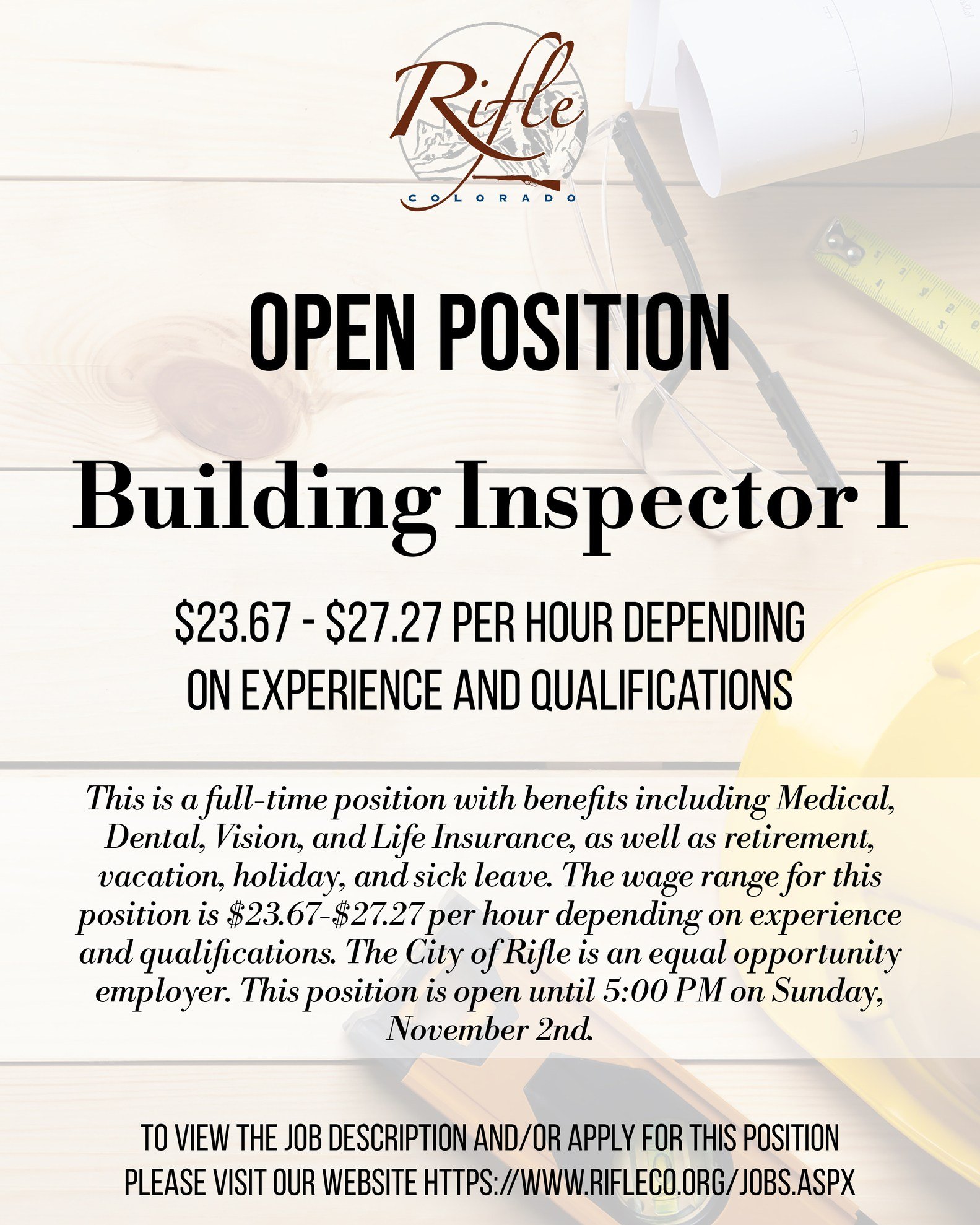City - Come join the City of Rifle team! We’re hiring a Building ...