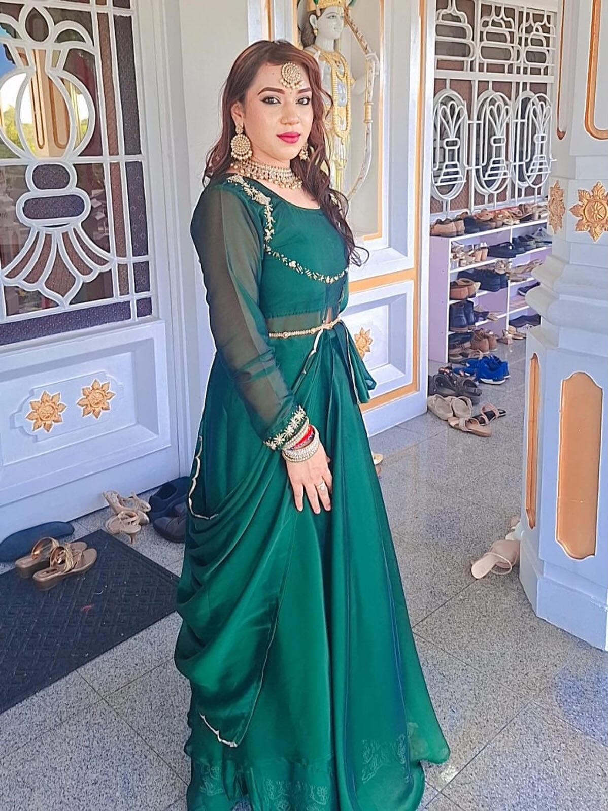 Draped in emerald, luxury in every detail A moment where elegance feels divine! Dani is absolutely stunning in this piece 💚