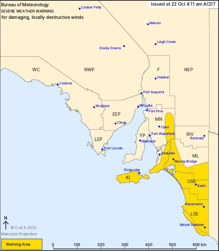 SA - The Bureau of Meteorology has issued a Severe Weather Warning ⚠ ...