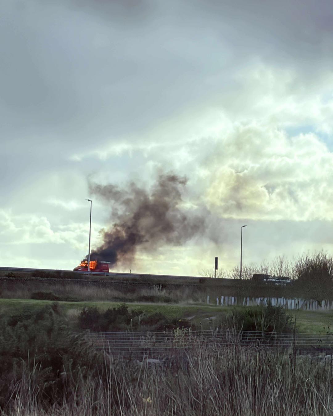 Fubar - Van on fire AWPR northbound right before Blackdog roundabout ...