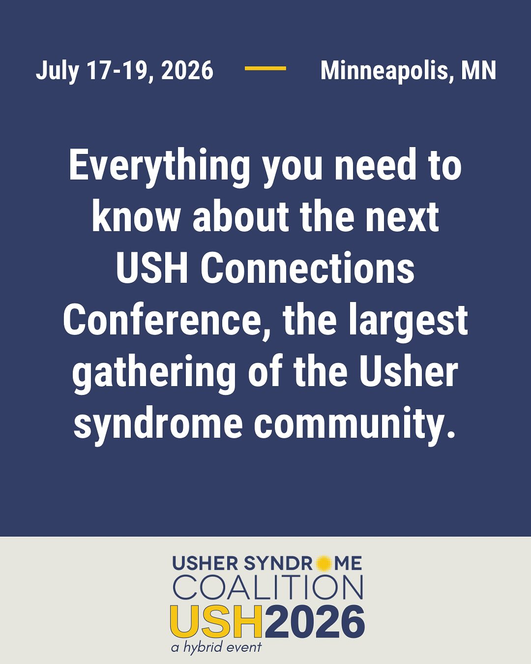 USH2026: The USH Connections... - Usher Syndrome Coalition | Facebook