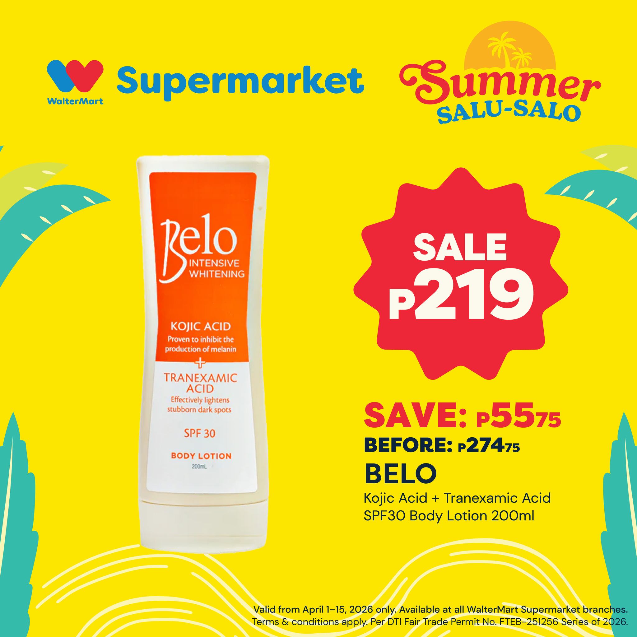 ☀️ Summer glow ready si WalterMom! Stay protected while keeping your skin radiant this tag-init with Belo body care deals from our Summer Salu-Salo. Perfect for everyday lakad, errands, and family outings