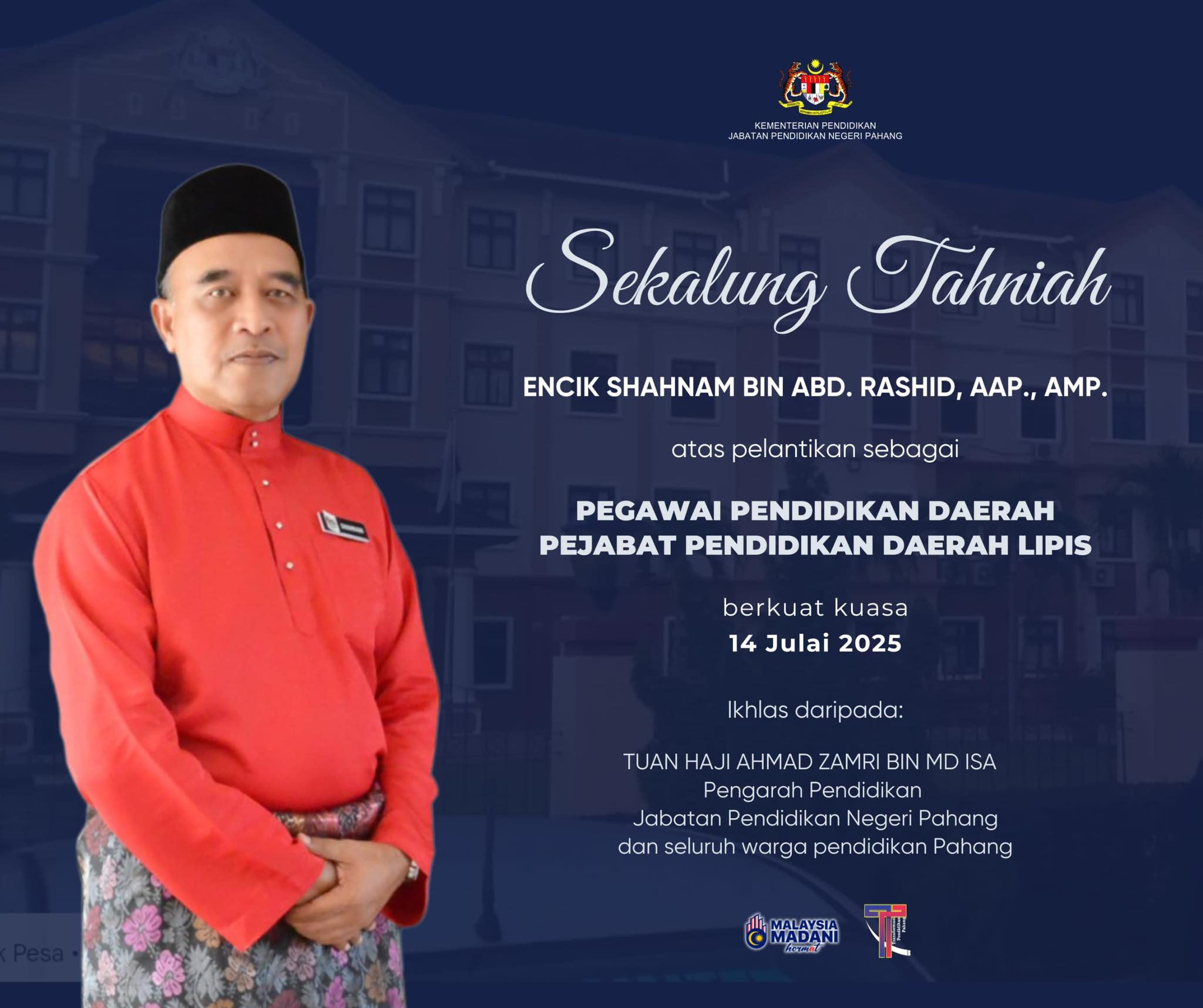 Jabatan - Sekalung Tahniah Jabatan Pendidikan Negeri Pahang merakamkan ...