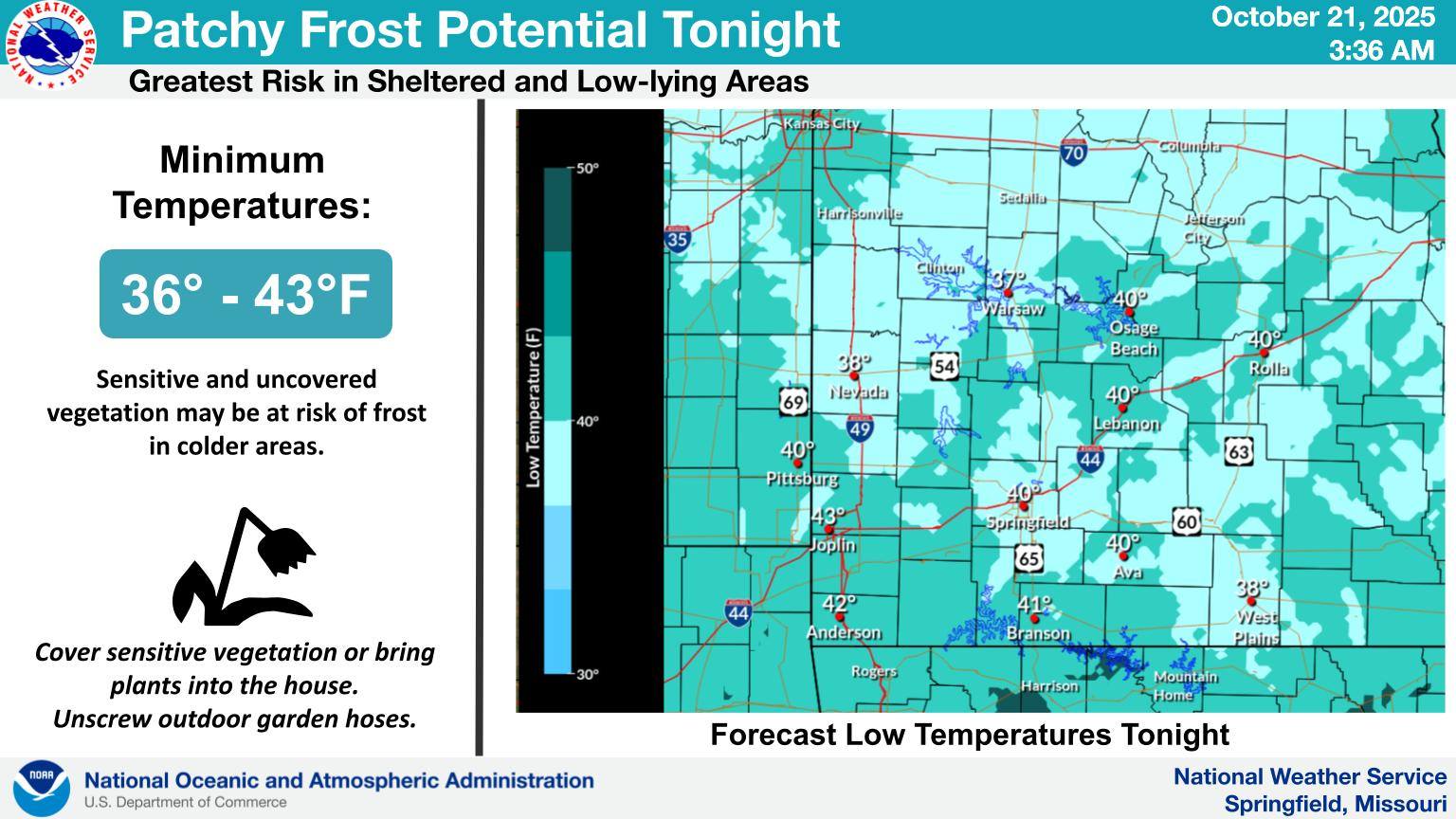 US - Low temperatures tonight are forecast to be in the mid 30s to ...