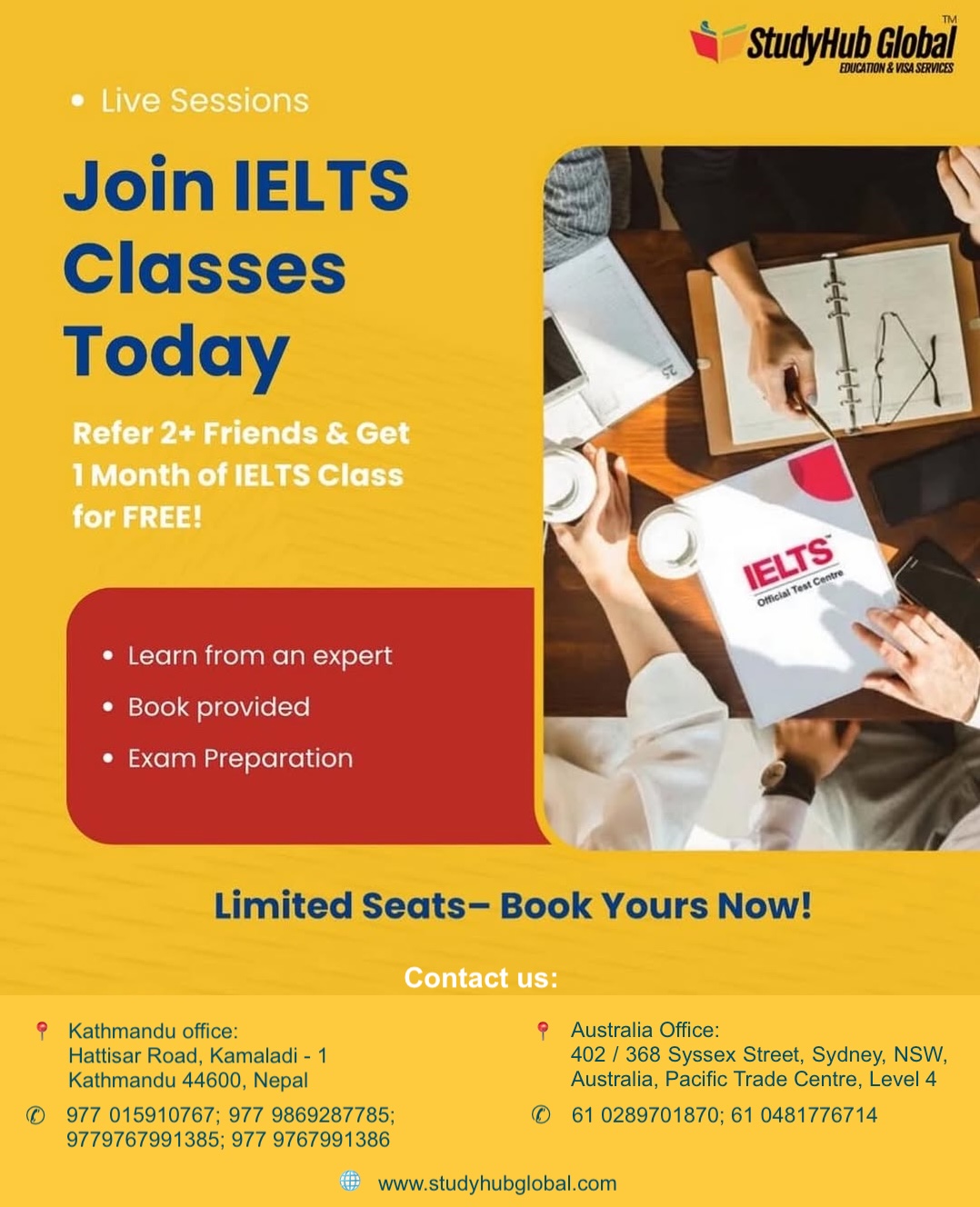 StudyHub - 🎓 Get 1 month of IELTS class for free! Just refer 2 friends ...