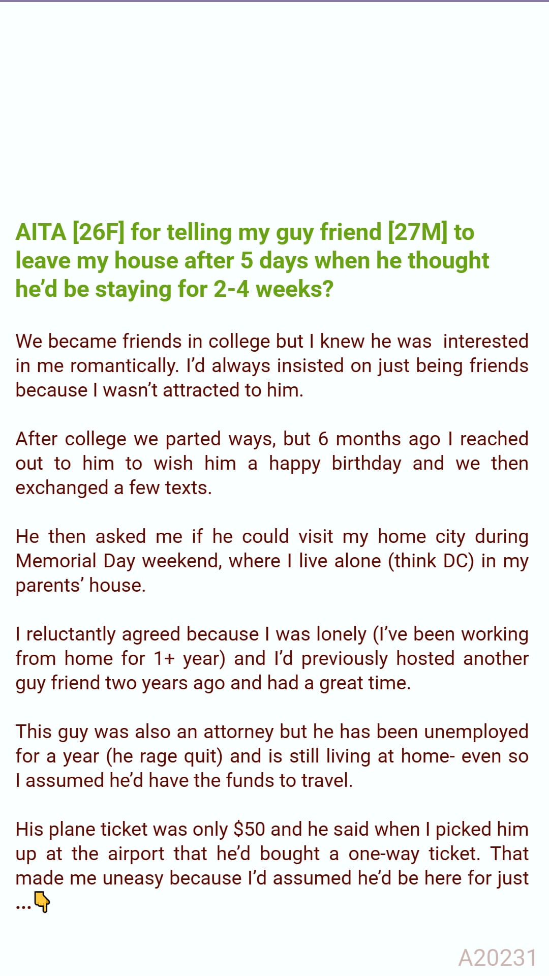 It's - AITA [26F] for telling my guy friend 🎋 [27M] to leave my house ...