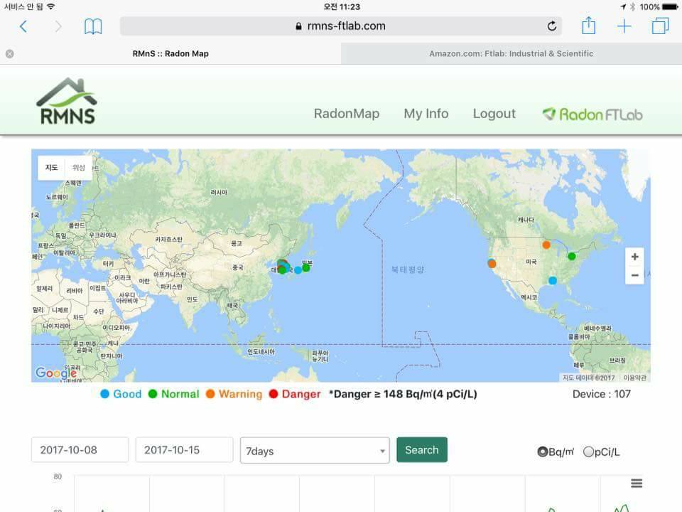 Radon FTlab - World first realtime #radon map. The dot's are expending ...