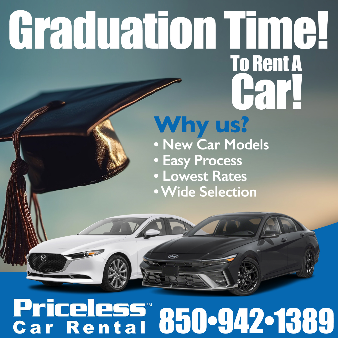 Looking to rent a car for Graduation? Look no further, visit us 