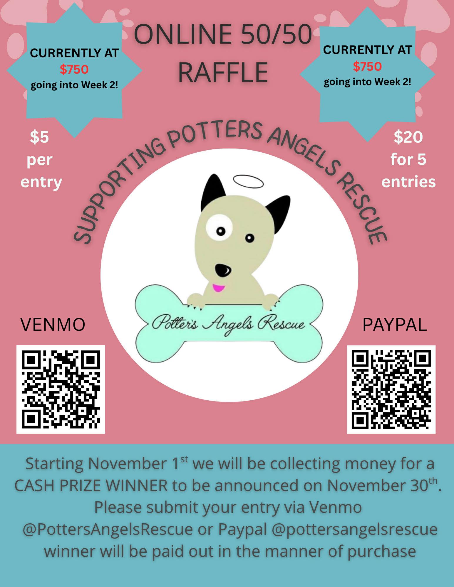 Potter's - 🎉🐾 We’re heading into Week 2 of our 50/50 Raffle! 🐾🎉 WOW ...