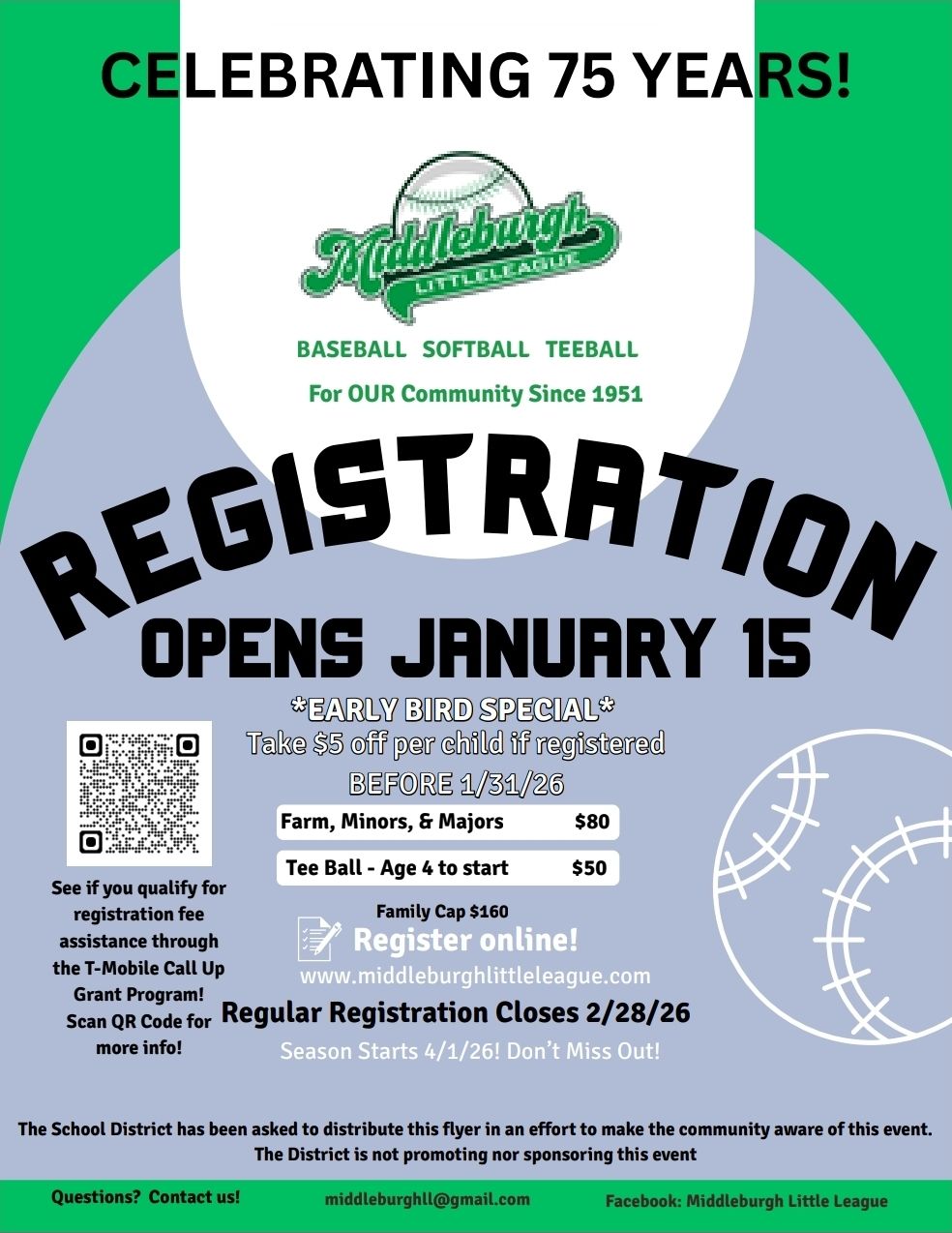 📢📢📢 ATTENTION 📢📢📢 Our 75th... - Middleburgh Little League | Facebook