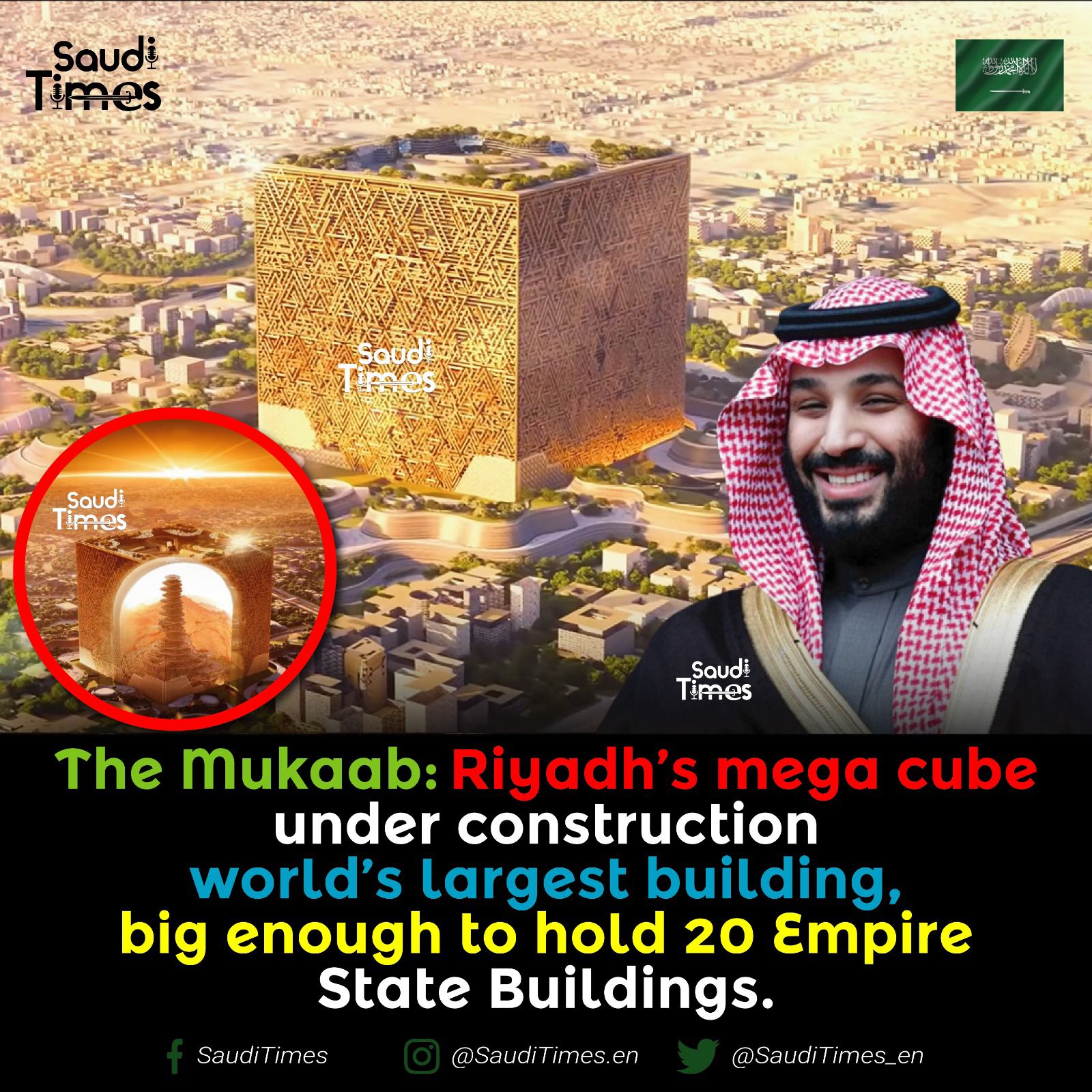 Saudi Times - 🚨🇸🇦🔥The Mukaab: Riyadh’s mega cube under... | Facebook