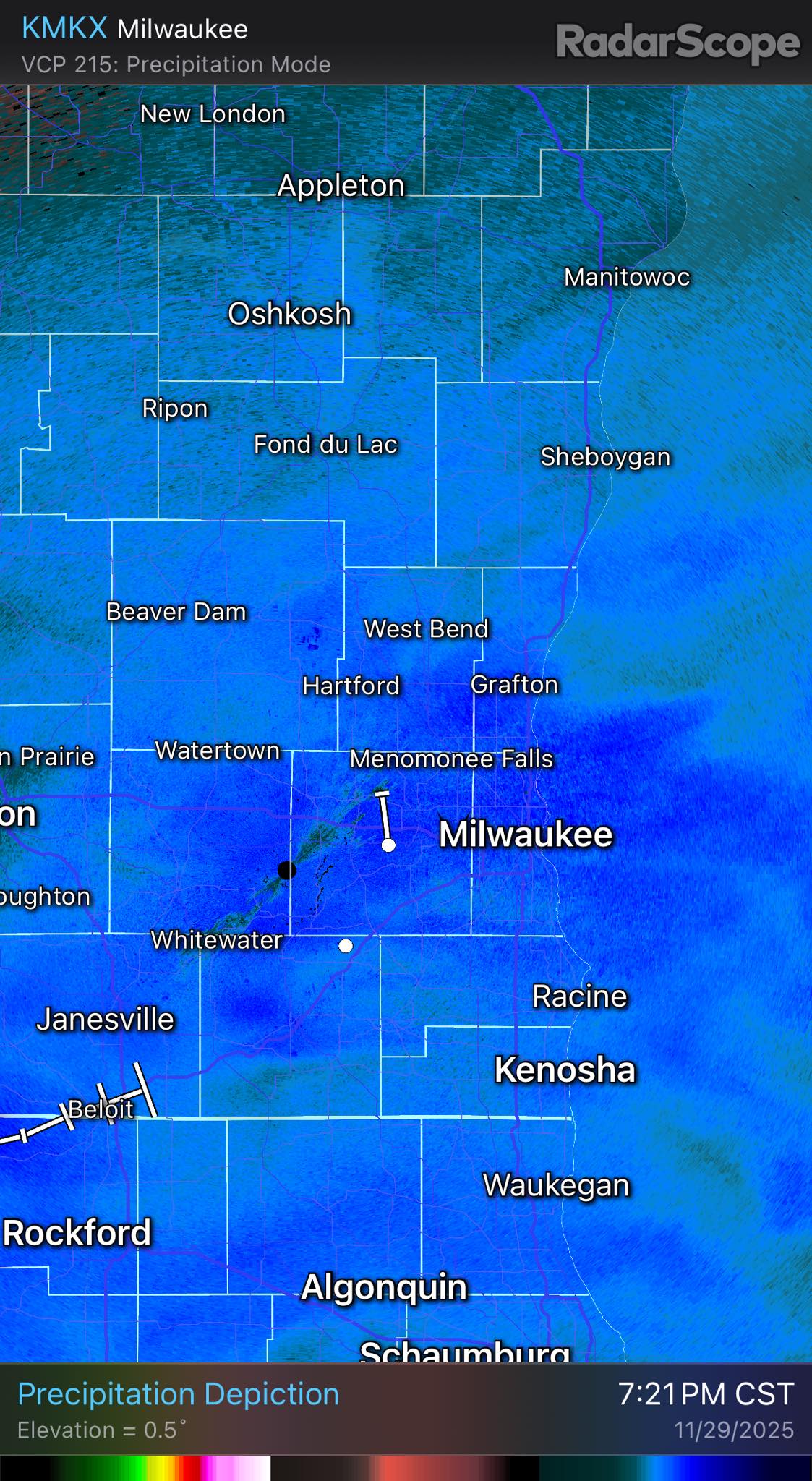 Brian - 730pm radar check: after a day of constant light snow… sure ...