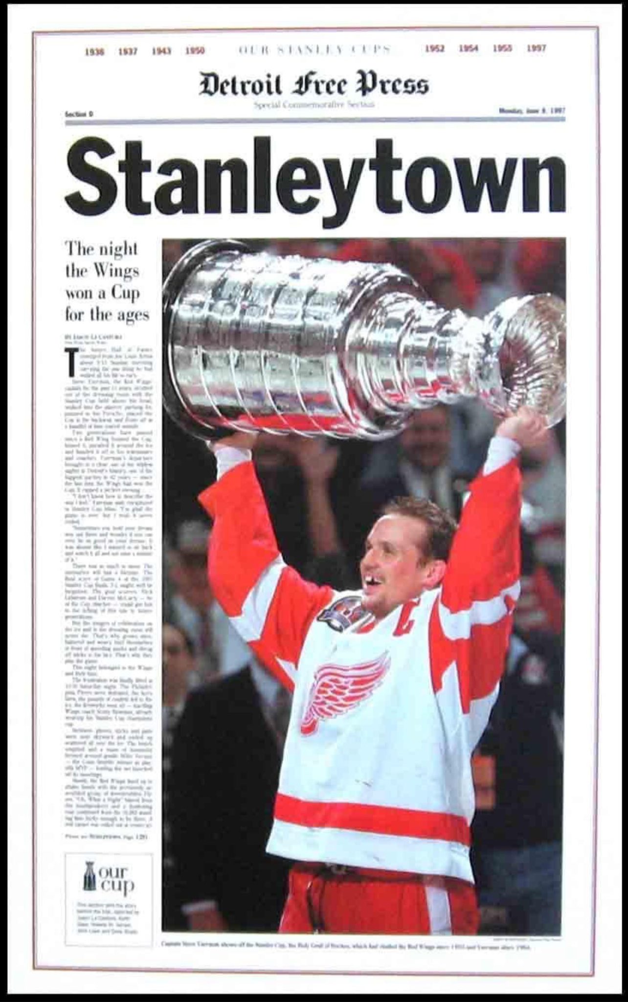 On this date in 1997, the Red Wings ended a 42 year Cup drought